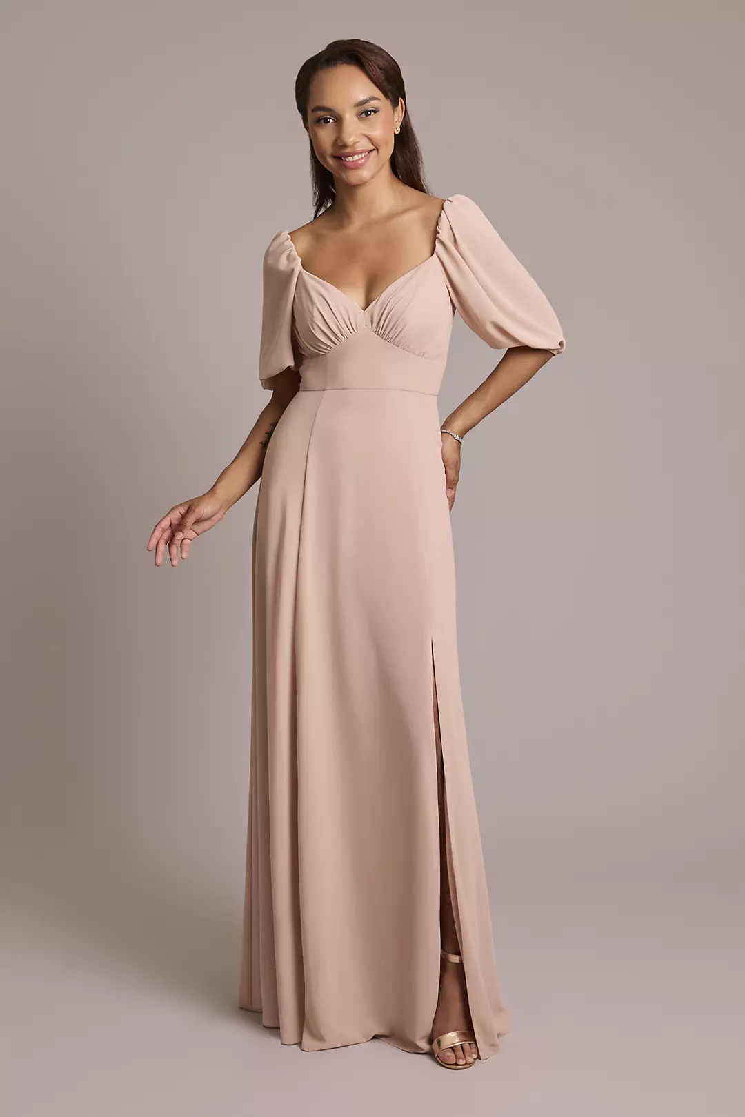 Chiffon Short Sleeve A-Line Dress - Image 91