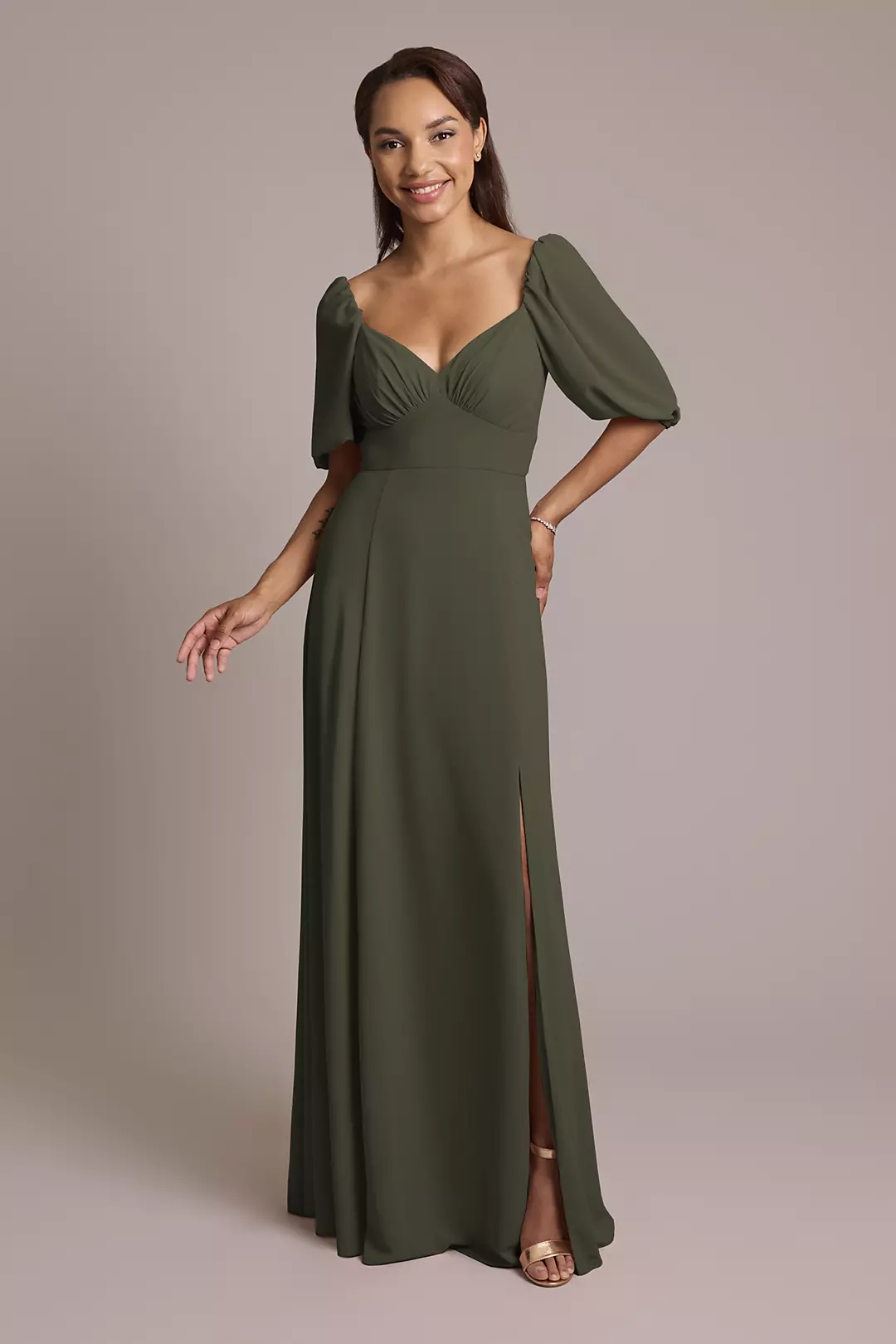 Chiffon Short Sleeve A-Line Dress - Image 98