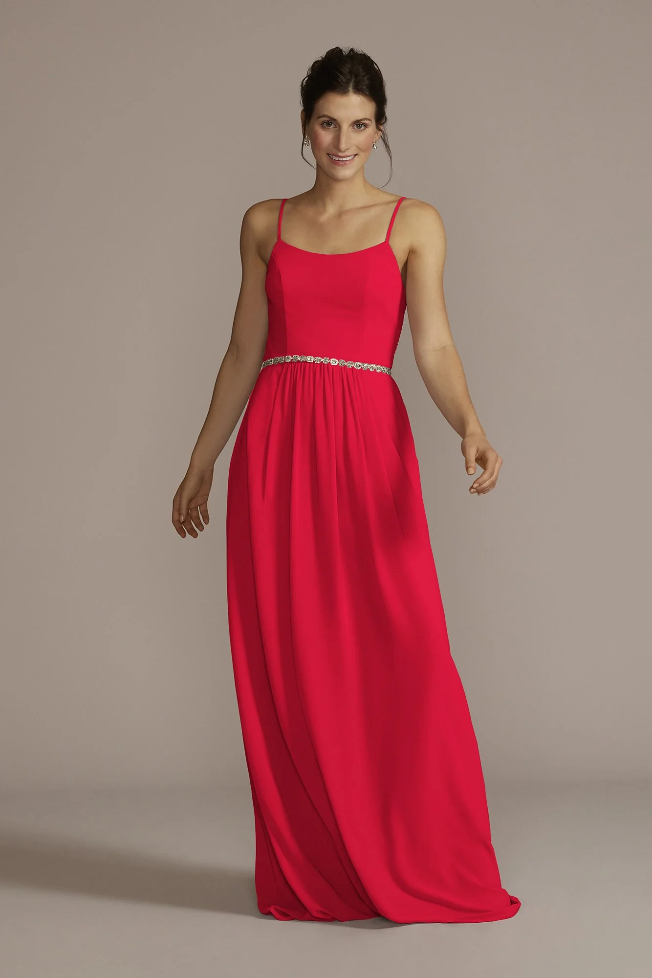 Chiffon Spaghetti Strap A-Line Dress - Image 15