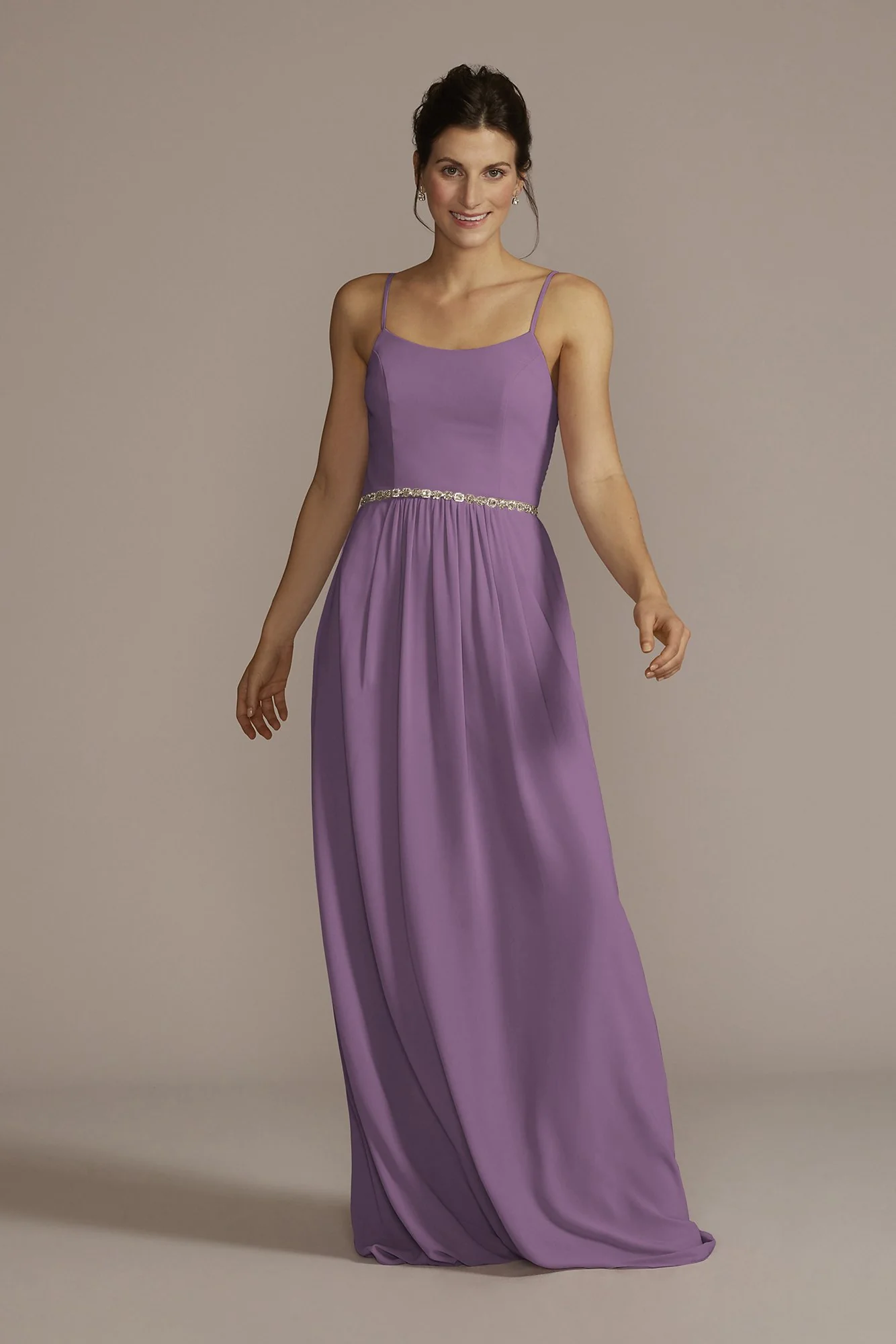 Chiffon Spaghetti Strap A-Line Dress - Image 34
