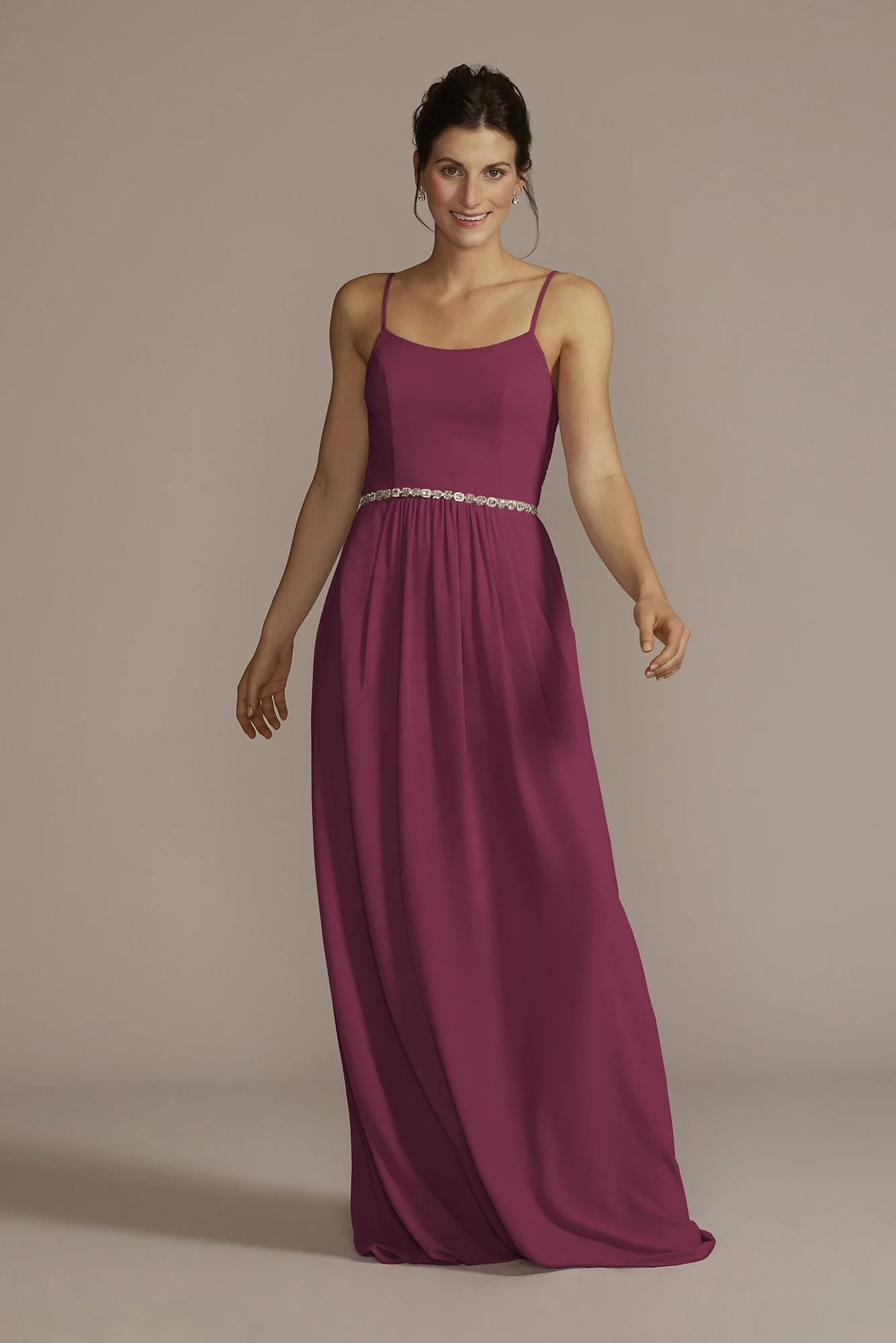 Chiffon Spaghetti Strap A-Line Dress - Image 44