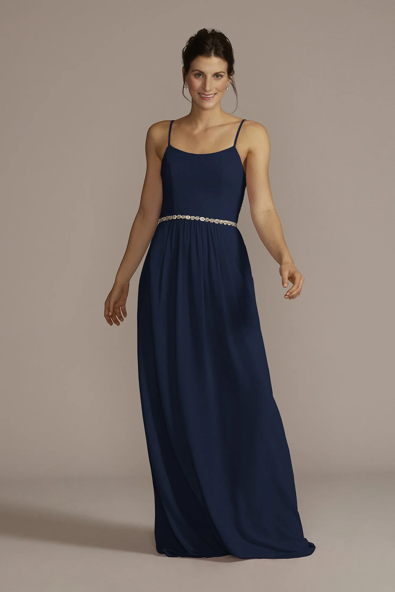 Chiffon Spaghetti Strap A-Line Dress - Image 46