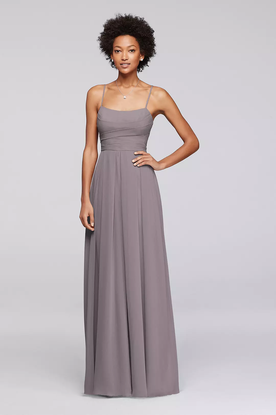 Chiffon Spaghetti Strap Bridesmaid Dress - Image 38
