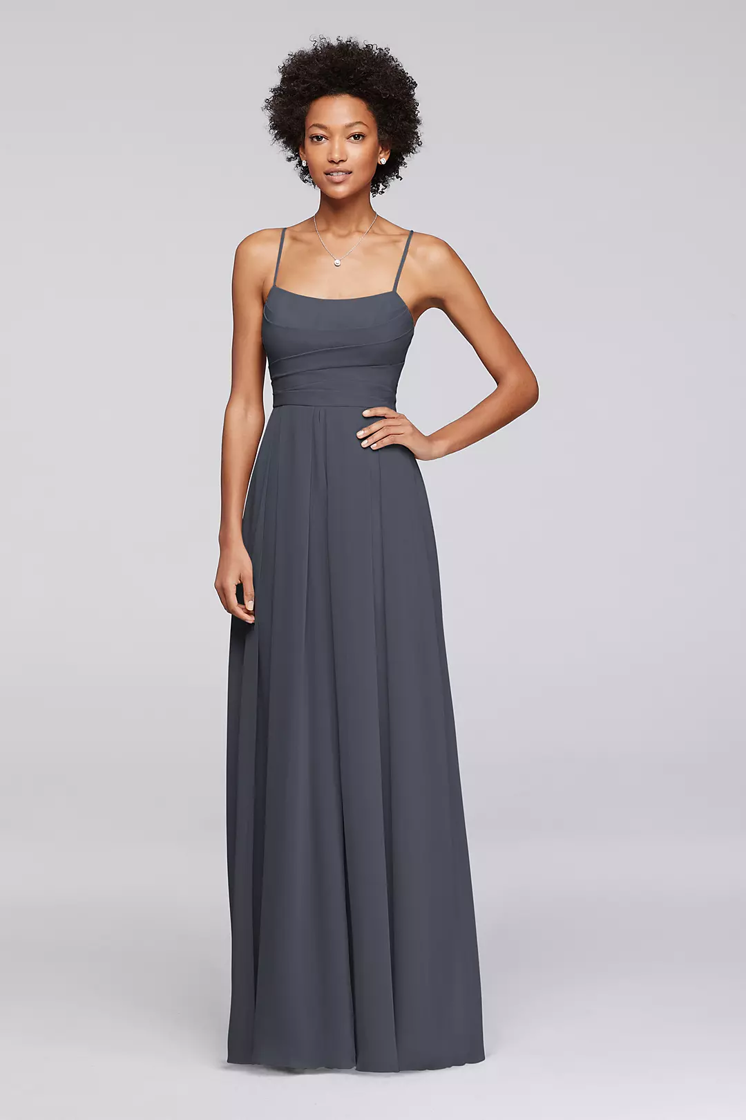 Chiffon Spaghetti Strap Bridesmaid Dress - Image 67