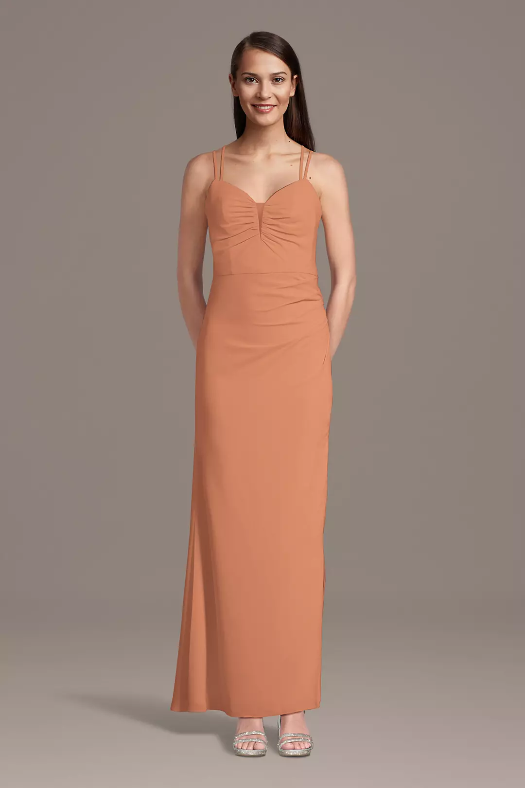 Chiffon Spaghetti Strap Notch Neck A-Line Dress