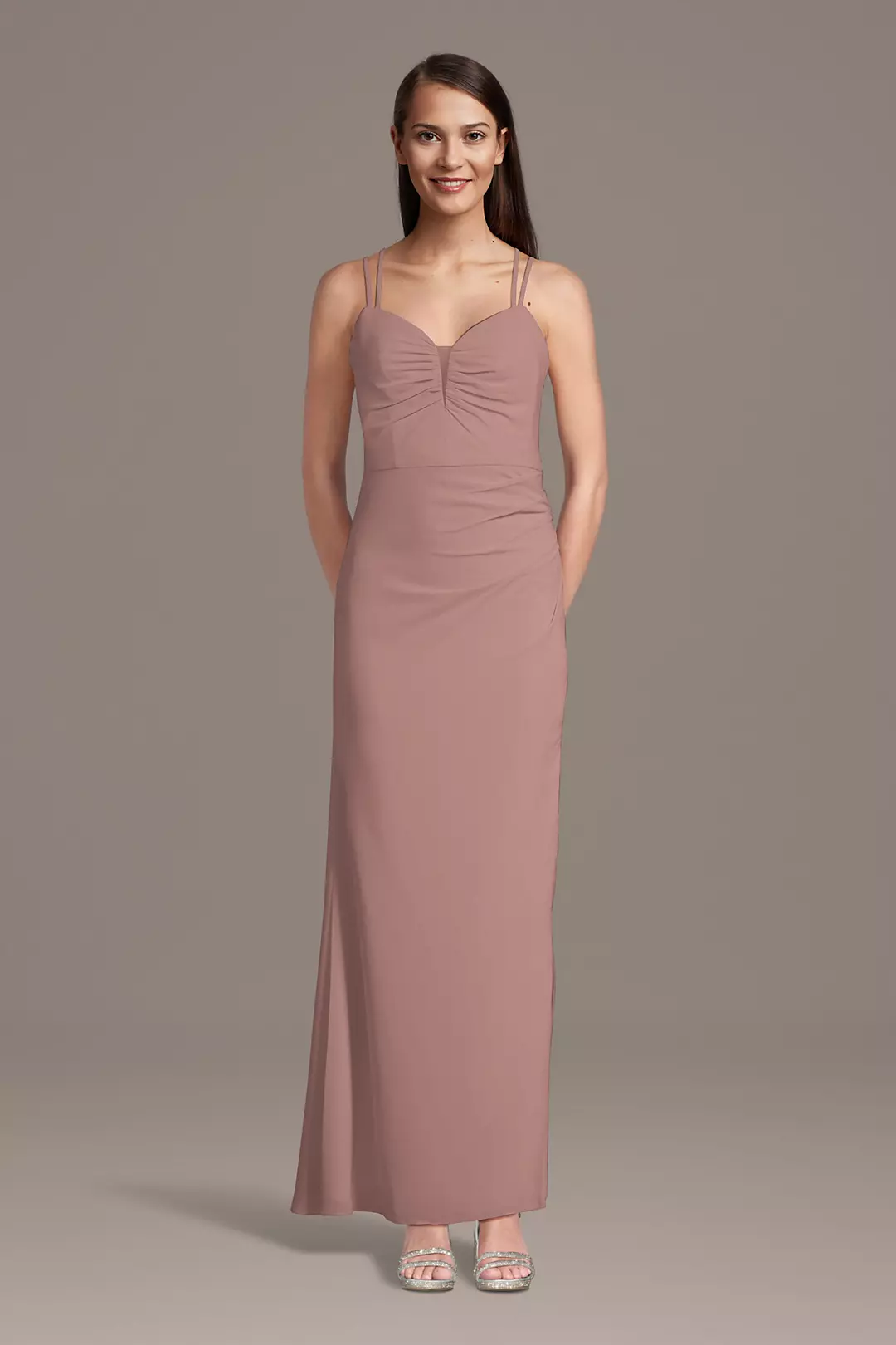 Chiffon Spaghetti Strap Notch Neck A-Line Dress - Image 10