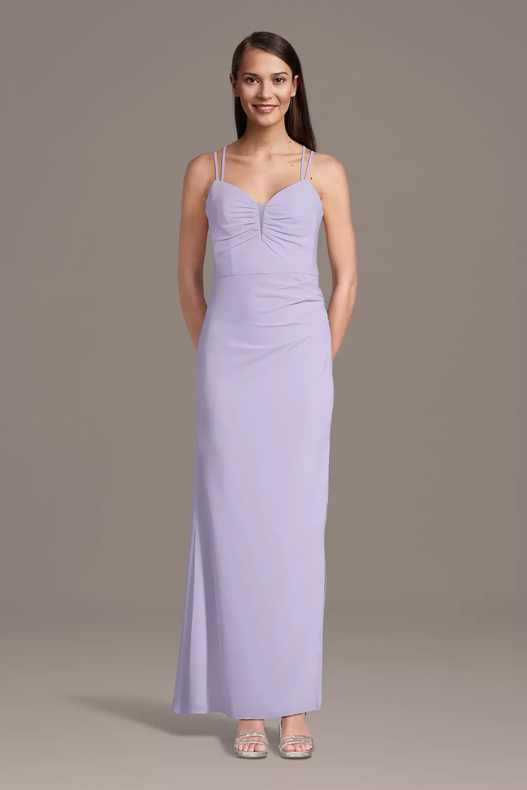 Chiffon Spaghetti Strap Notch Neck A-Line Dress - Image 14