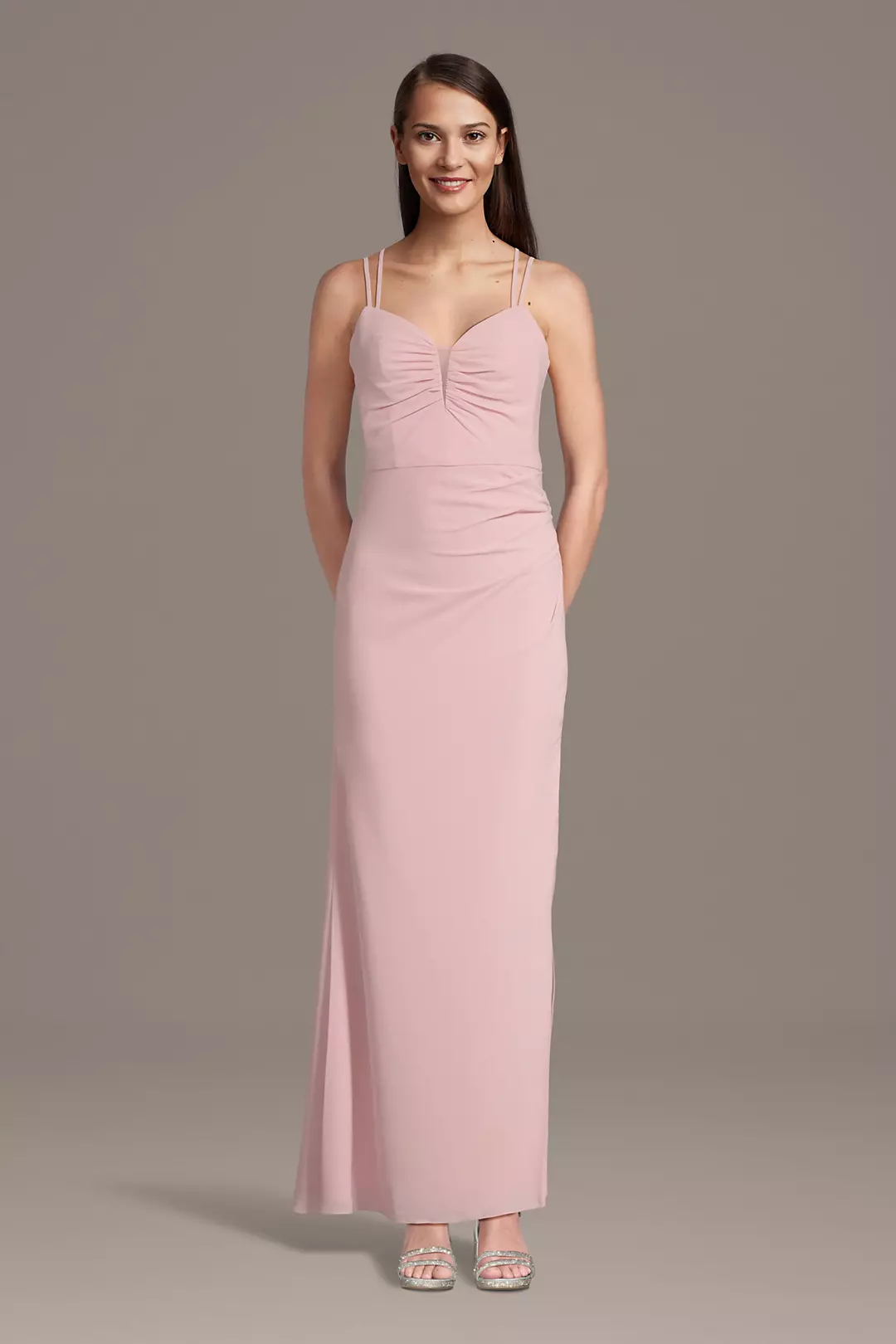 Chiffon Spaghetti Strap Notch Neck A-Line Dress - Image 17