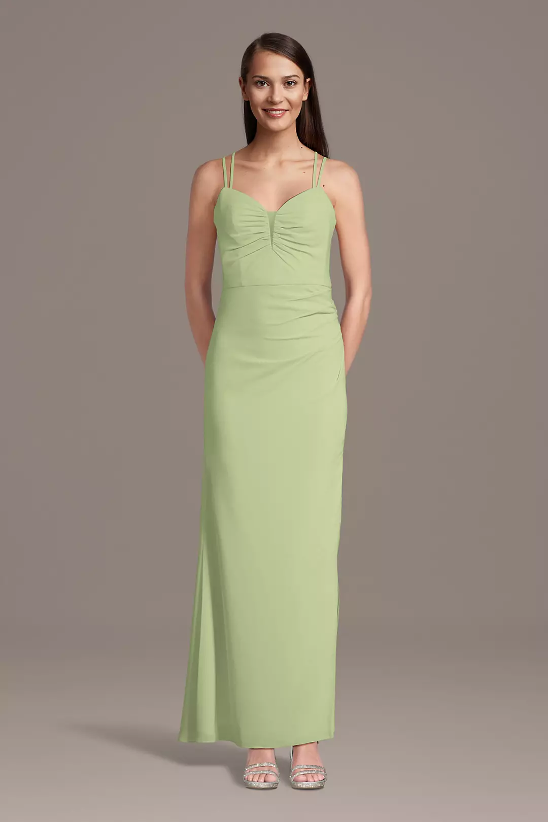 Chiffon Spaghetti Strap Notch Neck A-Line Dress - Image 20