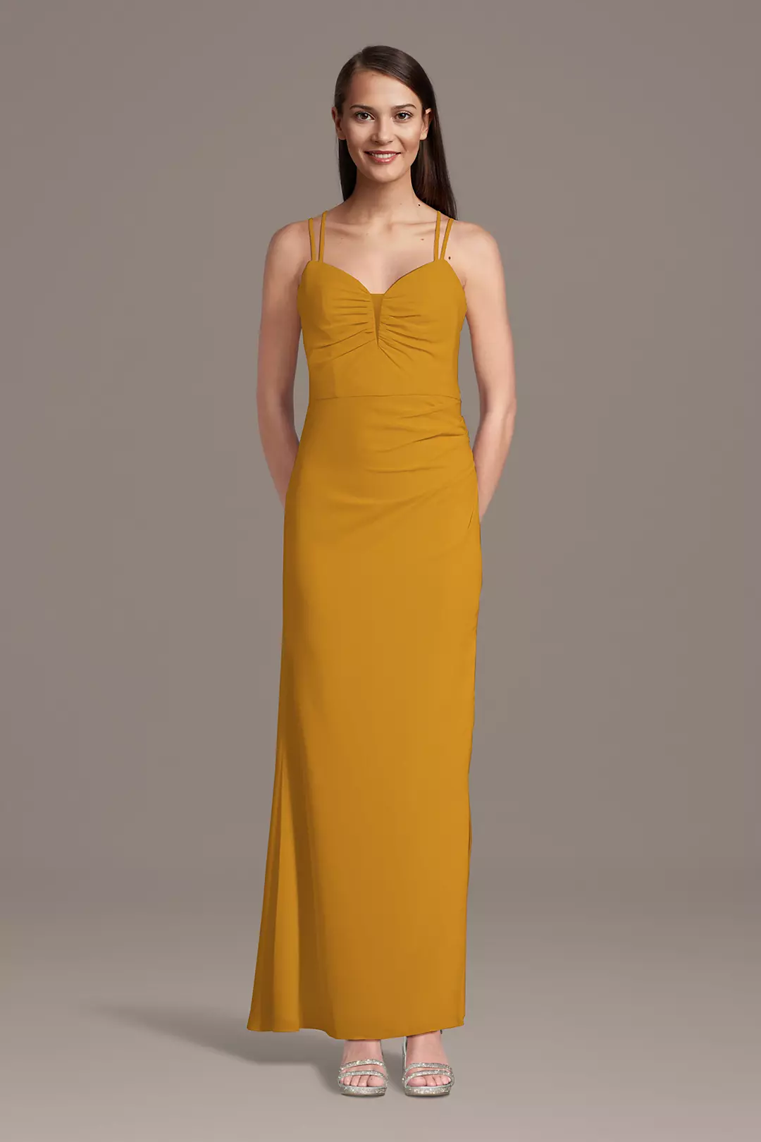 Chiffon Spaghetti Strap Notch Neck A-Line Dress - Image 21