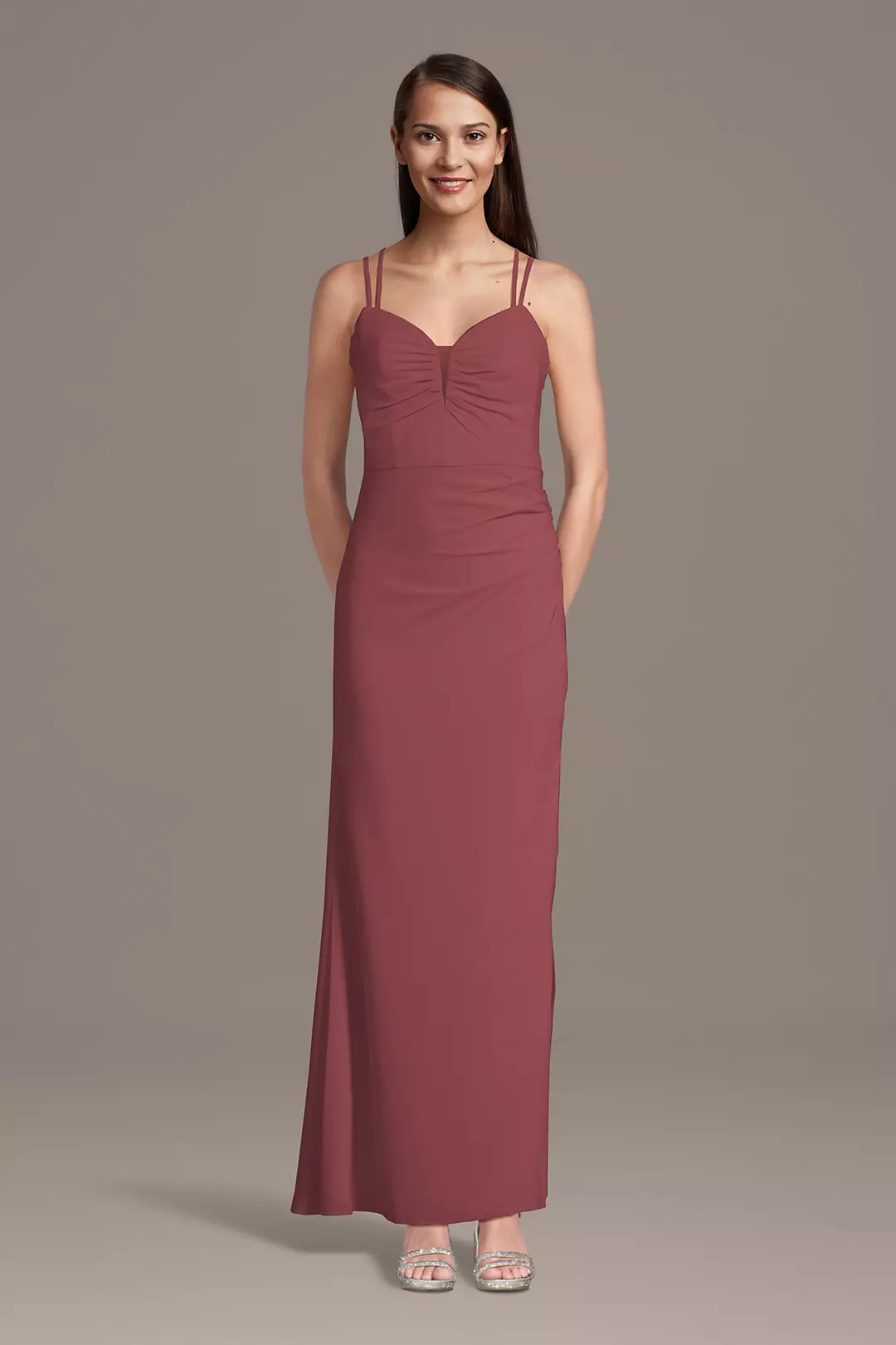 Chiffon Spaghetti Strap Notch Neck A-Line Dress - Image 26