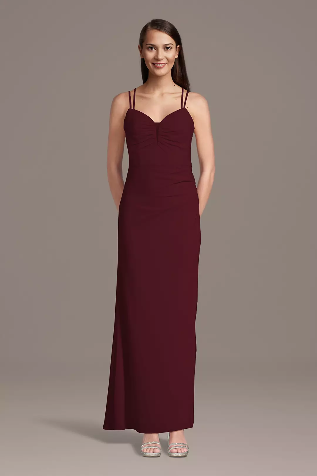 Chiffon Spaghetti Strap Notch Neck A-Line Dress - Image 30
