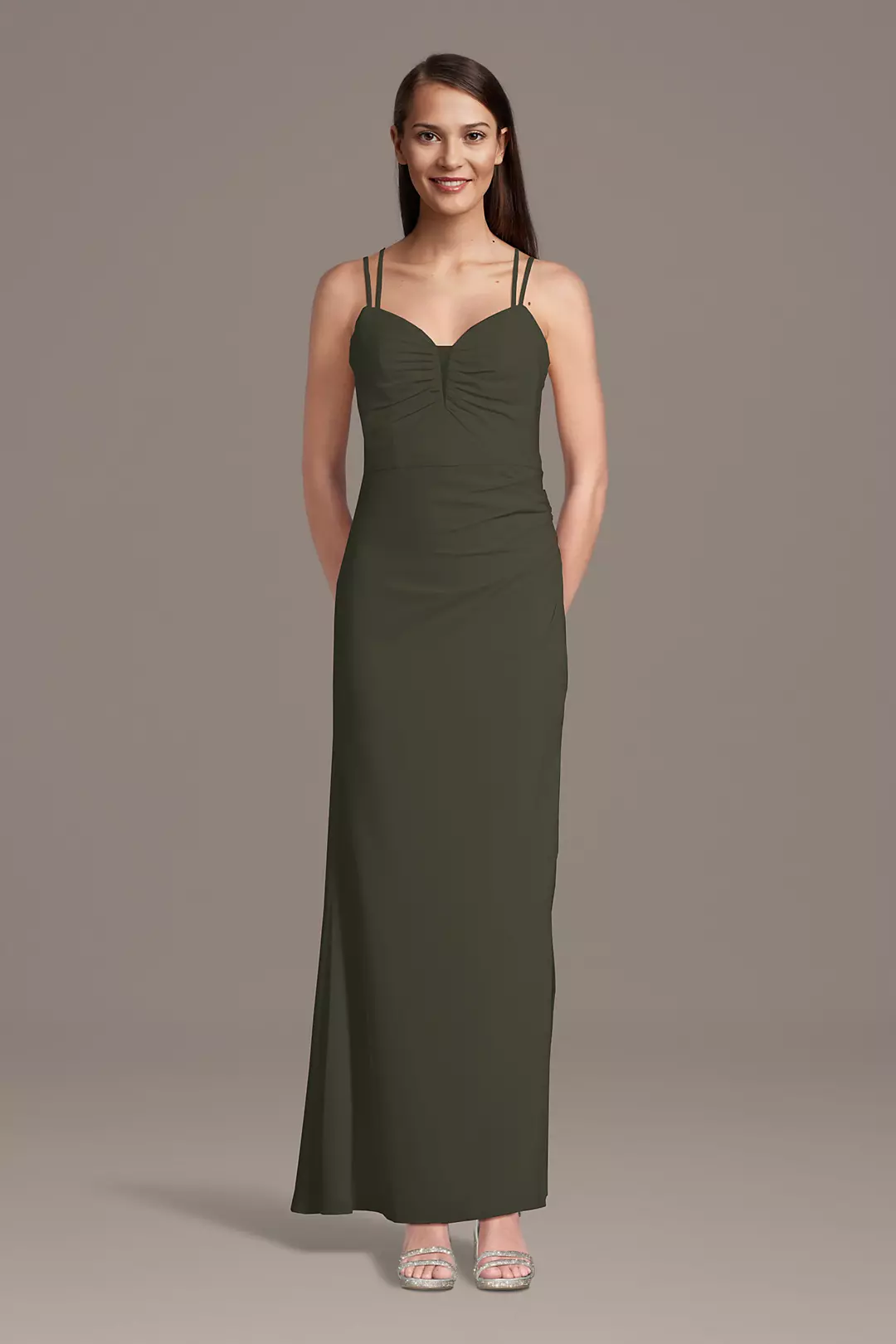 Chiffon Spaghetti Strap Notch Neck A-Line Dress - Image 34