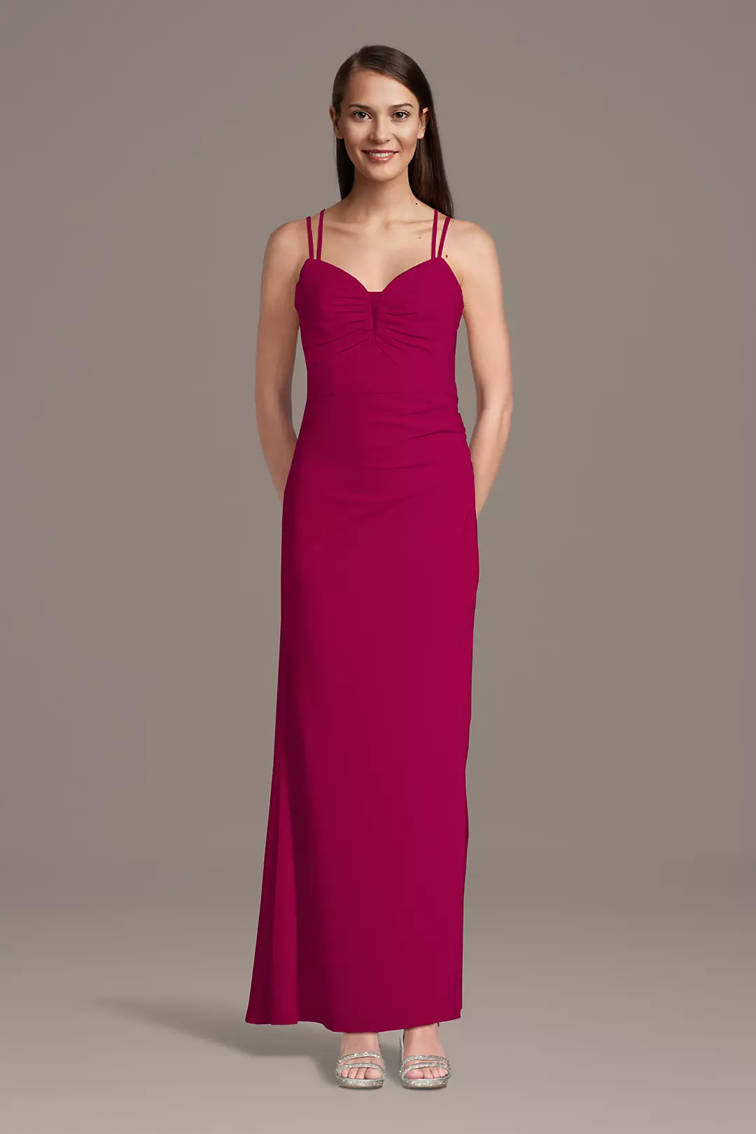 Chiffon Spaghetti Strap Notch Neck A-Line Dress - Image 36