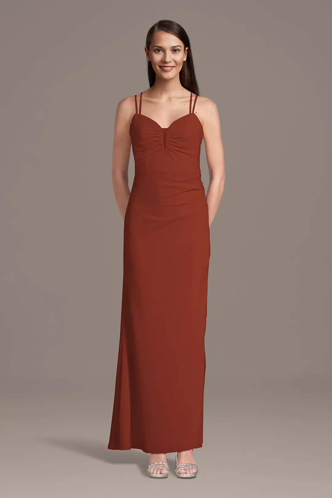 Chiffon Spaghetti Strap Notch Neck A-Line Dress - Image 7
