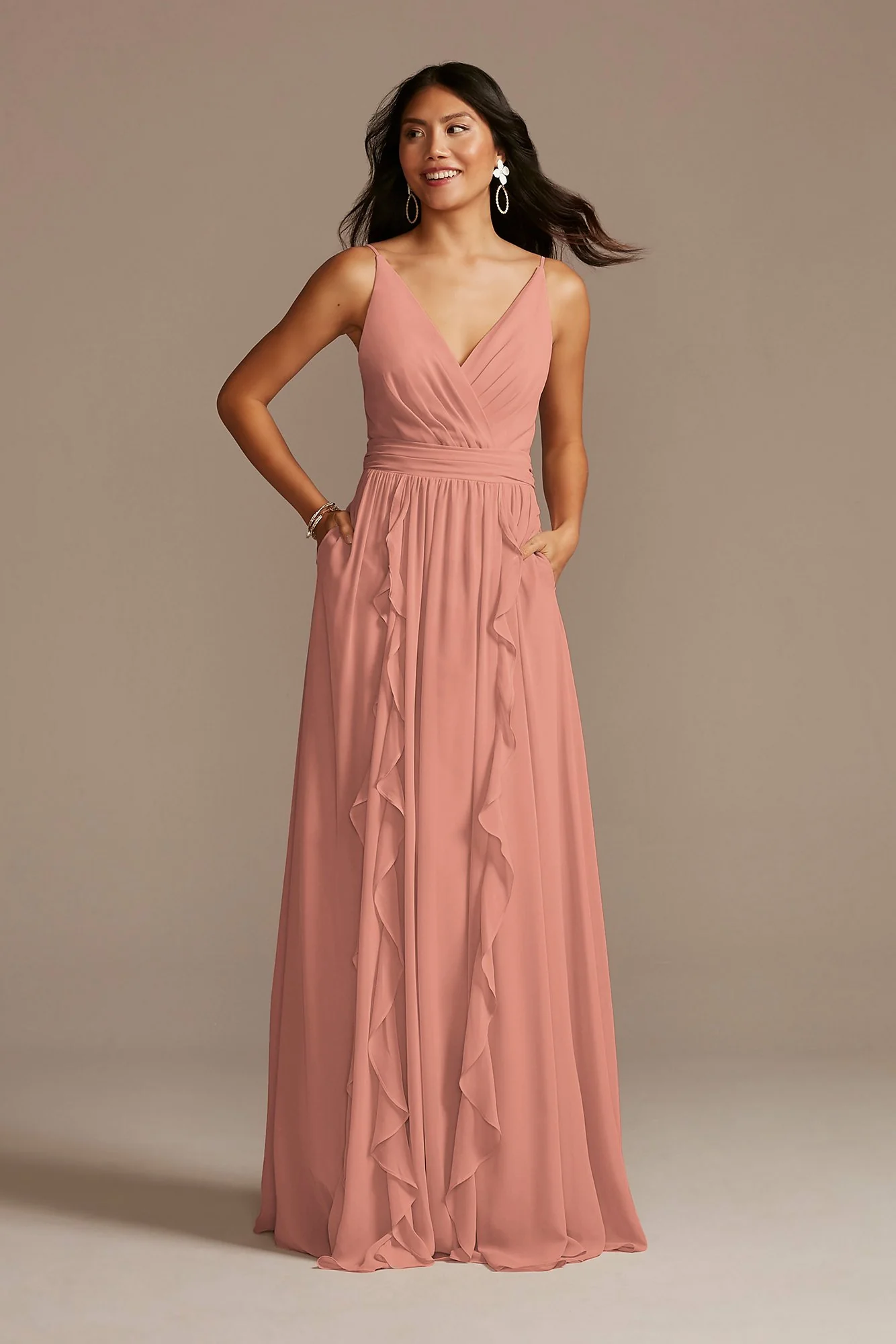 Chiffon Spaghetti Strap Ruffle Dress