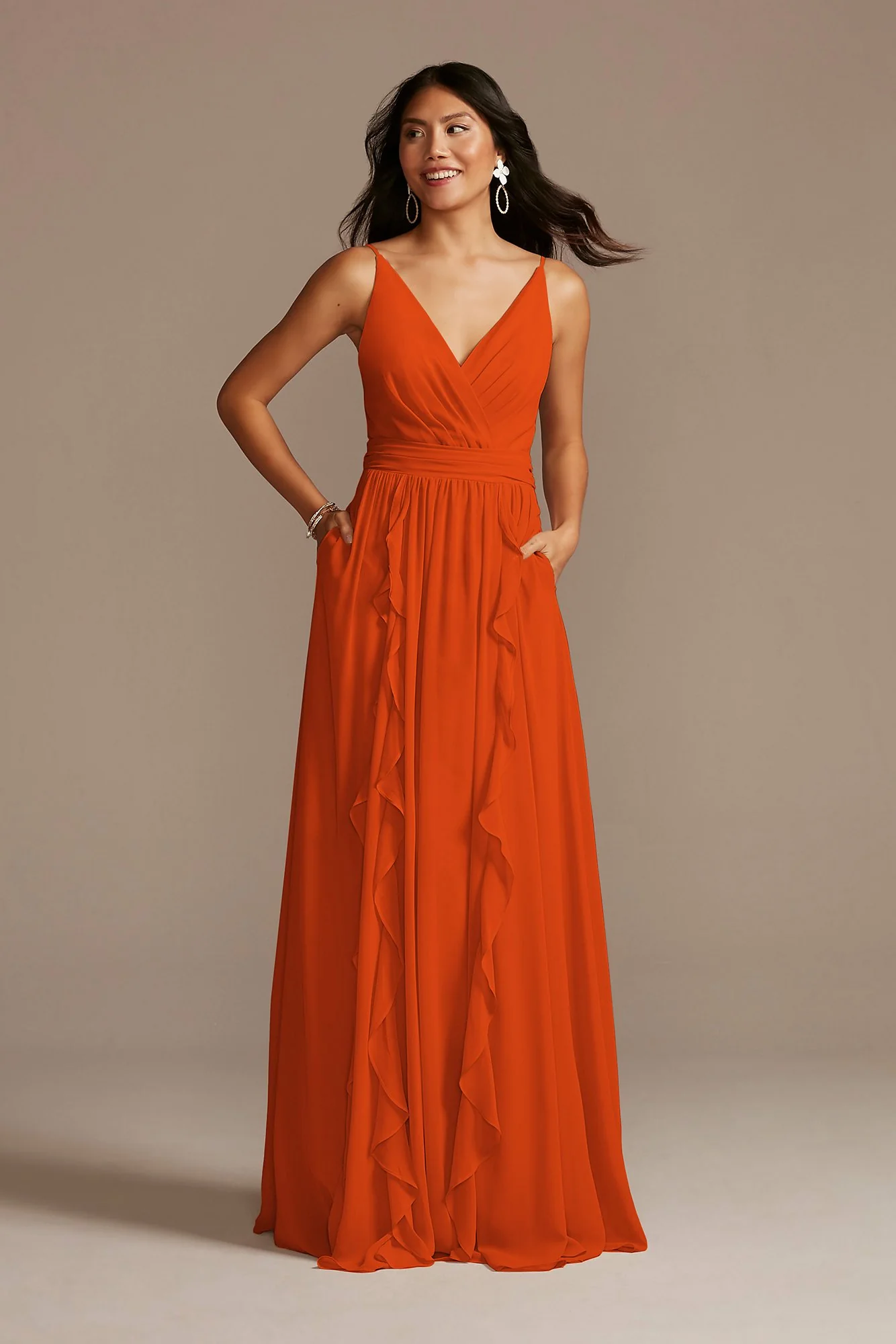 Chiffon Spaghetti Strap Ruffle Dress - Image 28