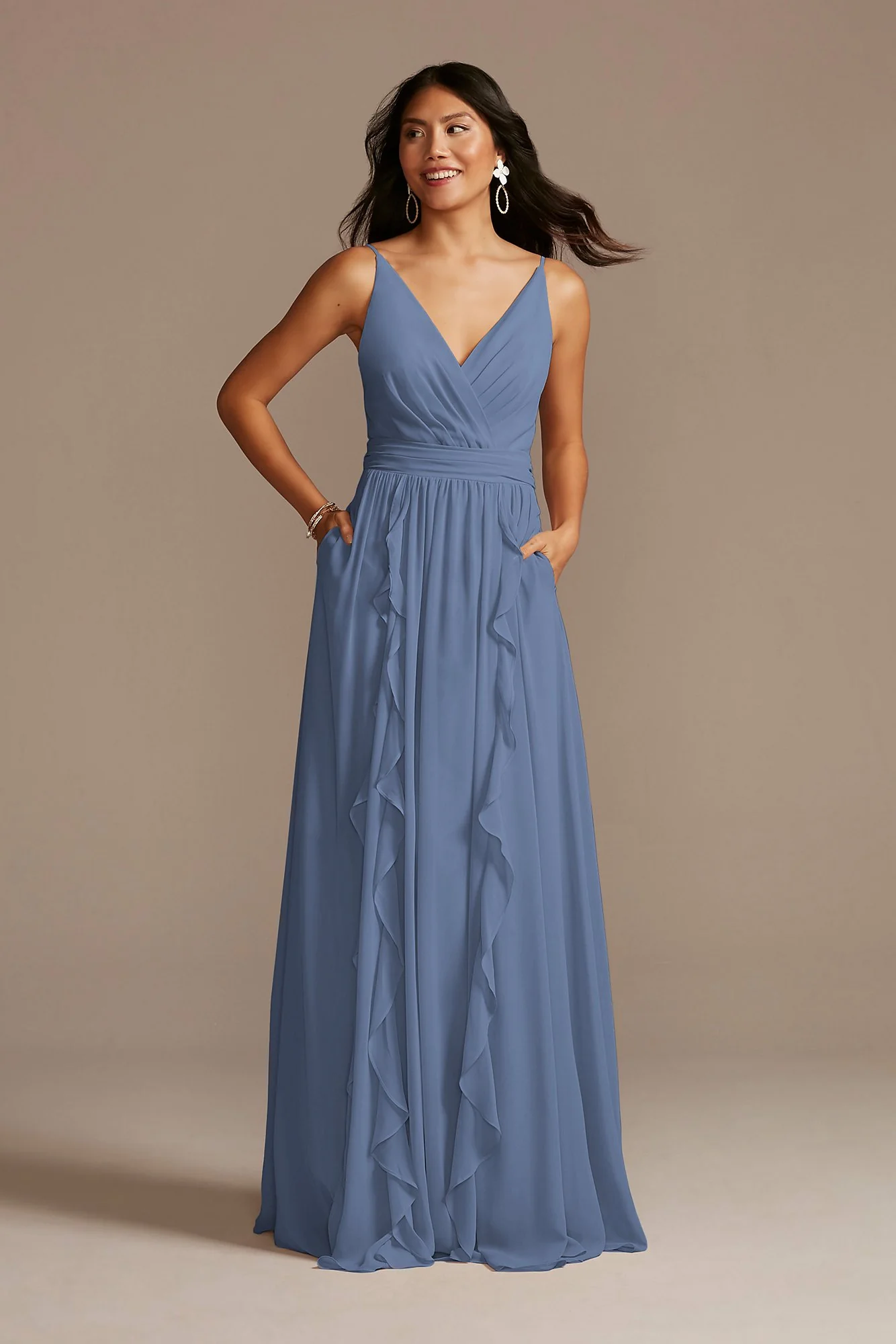 Chiffon Spaghetti Strap Ruffle Dress - Image 35