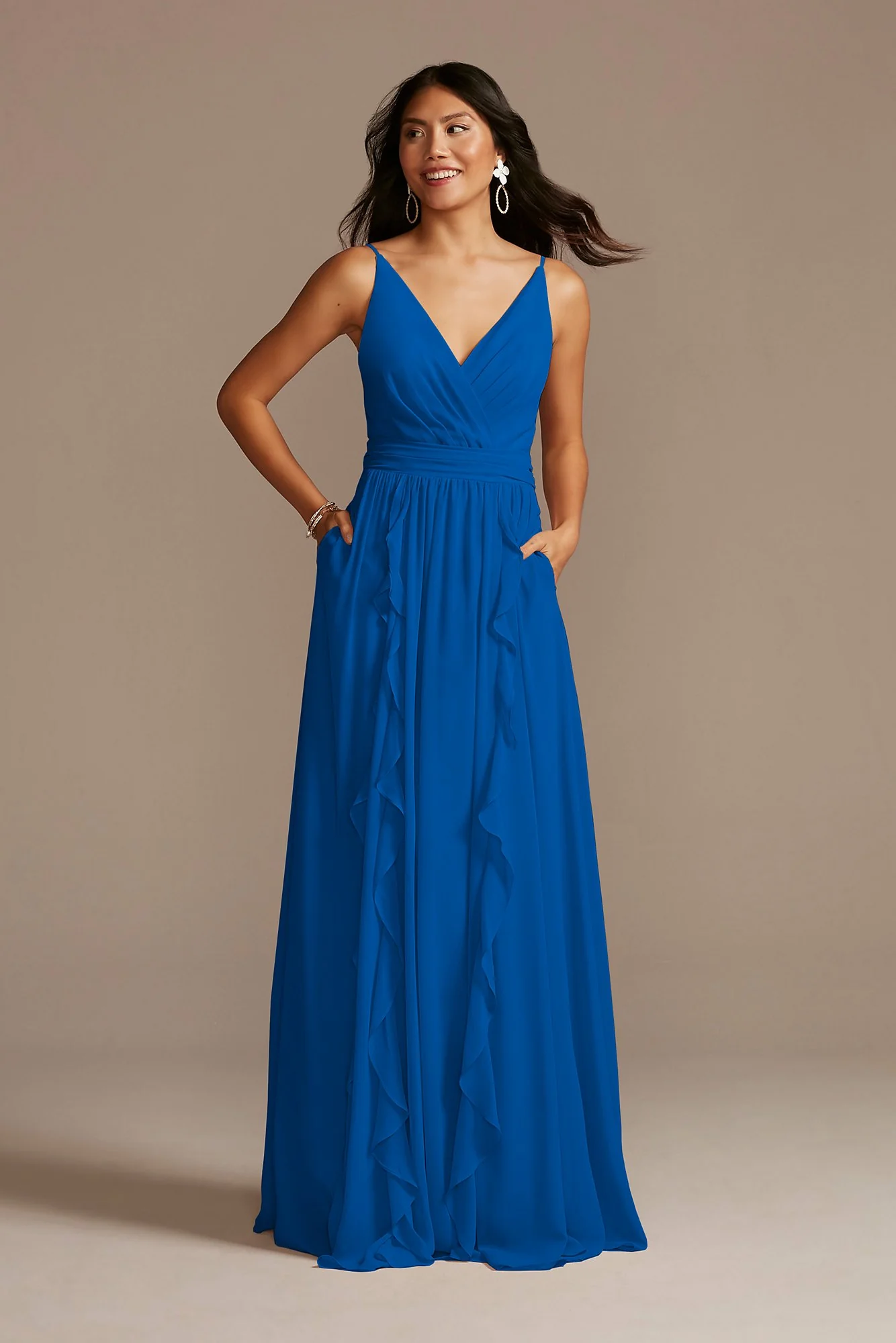 Chiffon Spaghetti Strap Ruffle Dress - Image 41