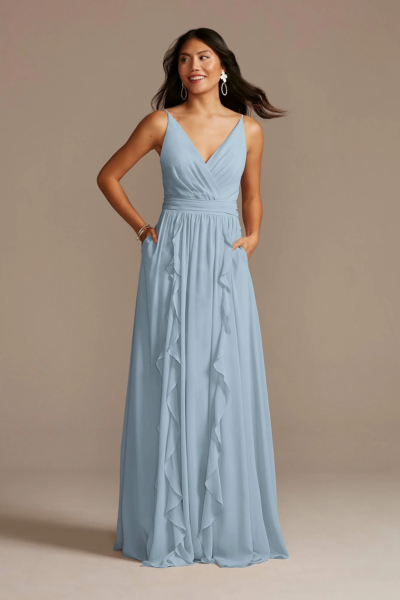 Chiffon Spaghetti Strap Ruffle Dress - Image 42