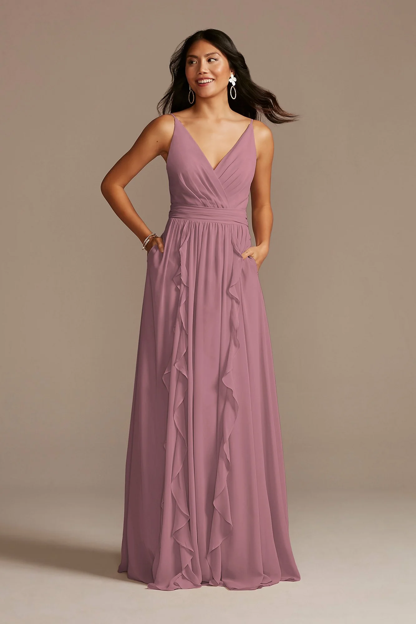 Chiffon Spaghetti Strap Ruffle Dress - Image 49