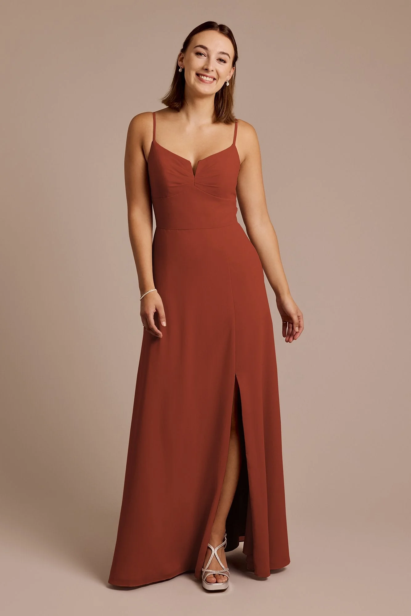 Chiffon Spaghetti Strap Sheath Dress - Image 73