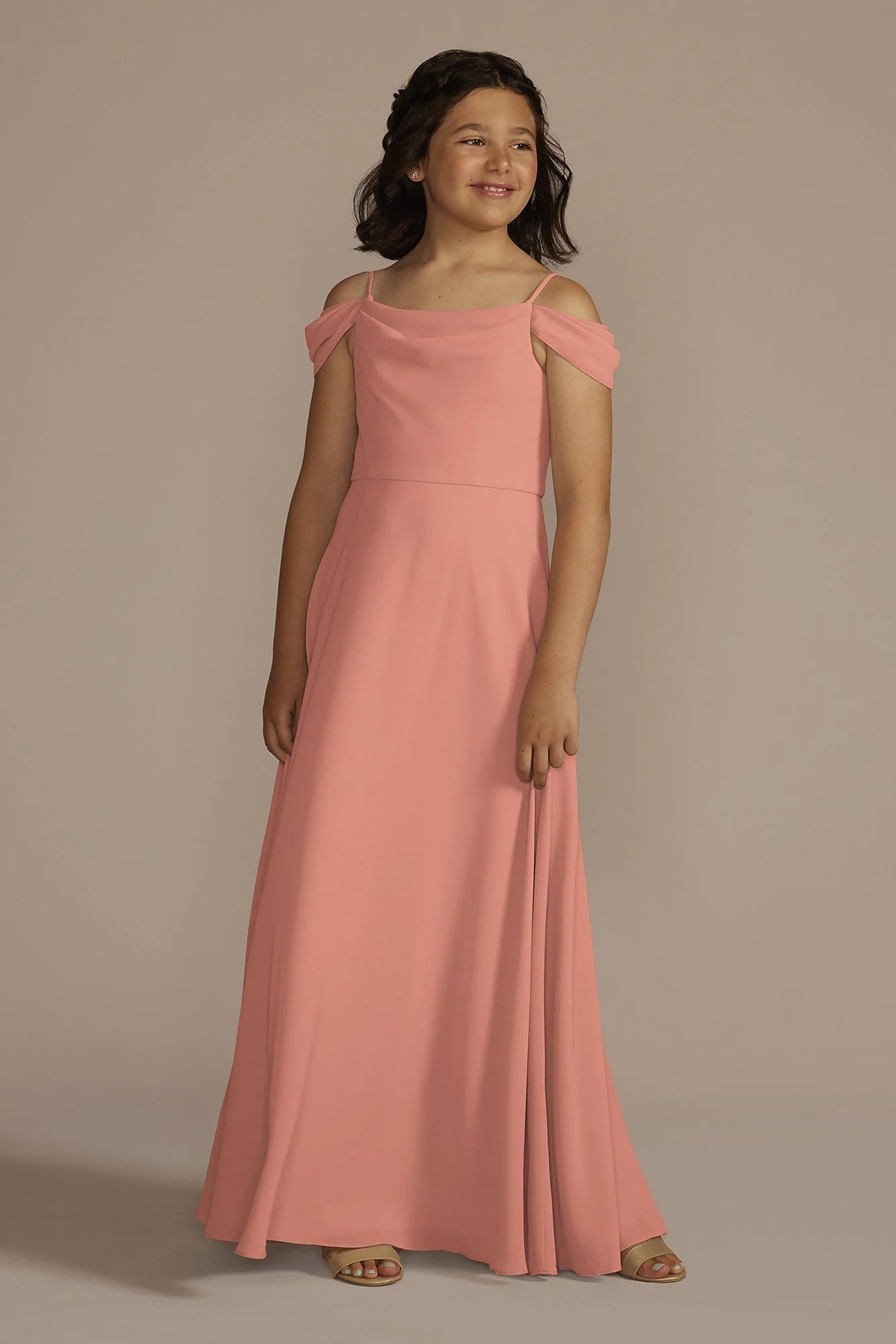 Chiffon Swag Sleeve Junior Bridesmaid Dress