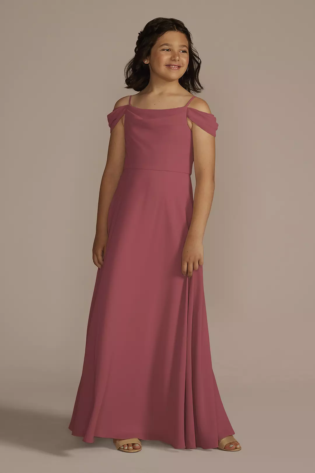 Chiffon Swag Sleeve Junior Bridesmaid Dress - Image 23
