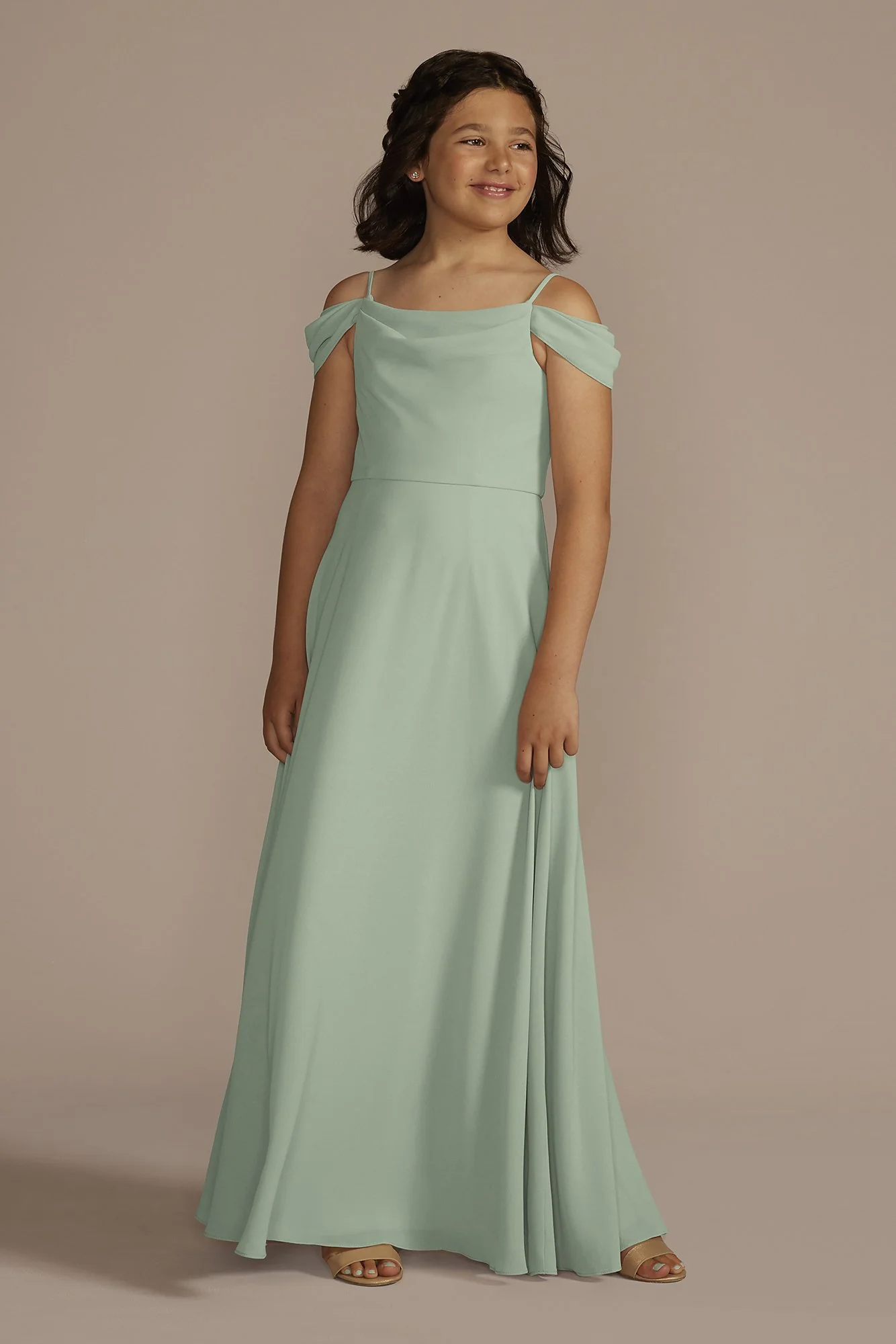 Chiffon Swag Sleeve Junior Bridesmaid Dress - Image 3