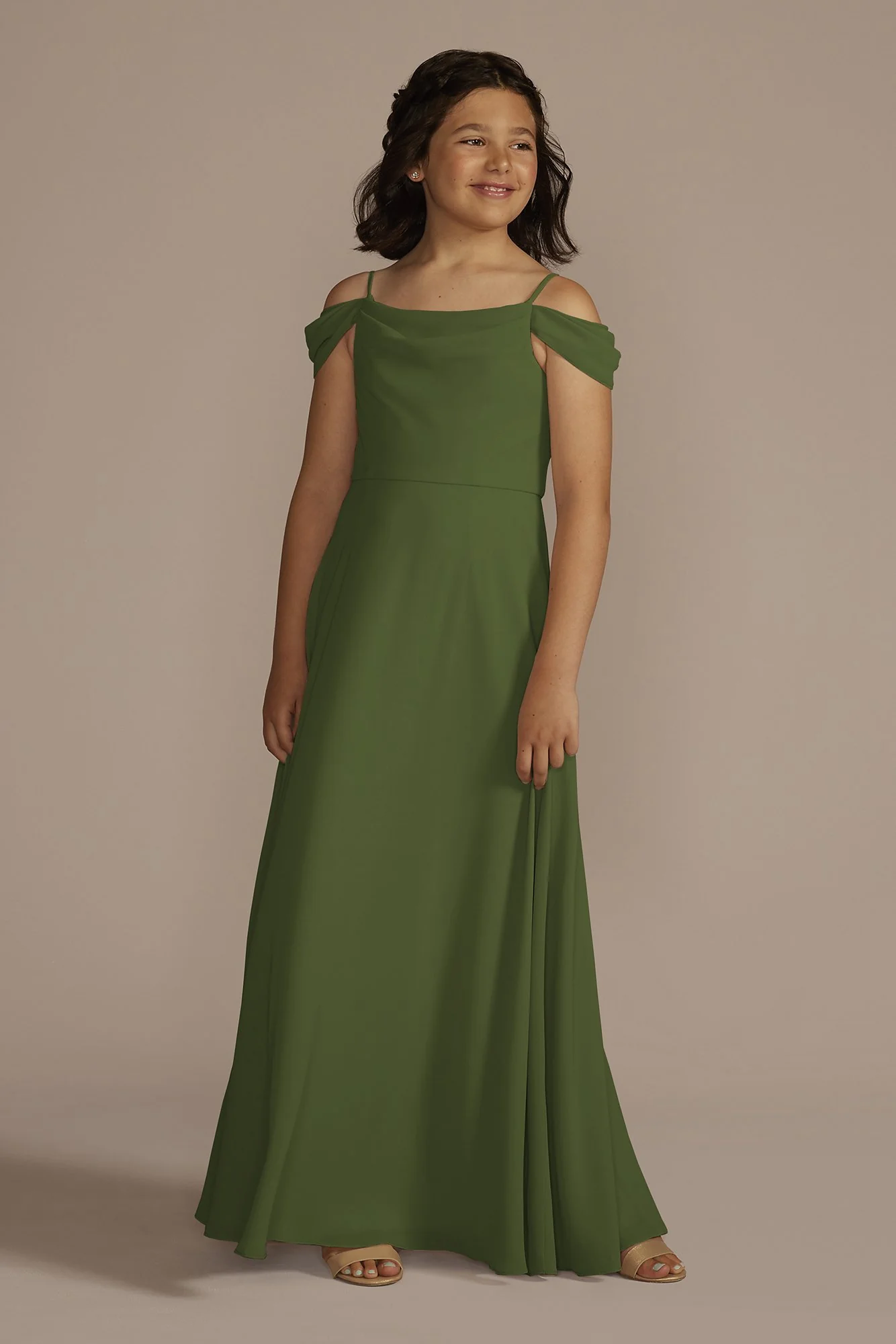Chiffon Swag Sleeve Junior Bridesmaid Dress - Image 4