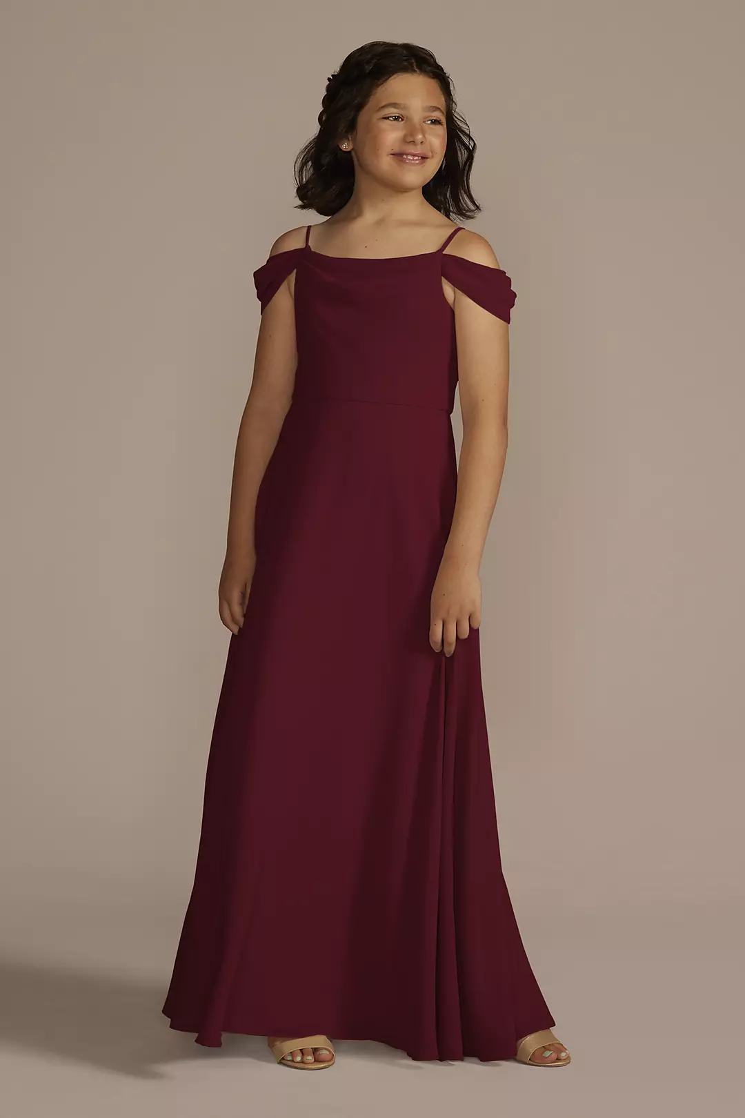 Chiffon Swag Sleeve Junior Bridesmaid Dress - Image 44