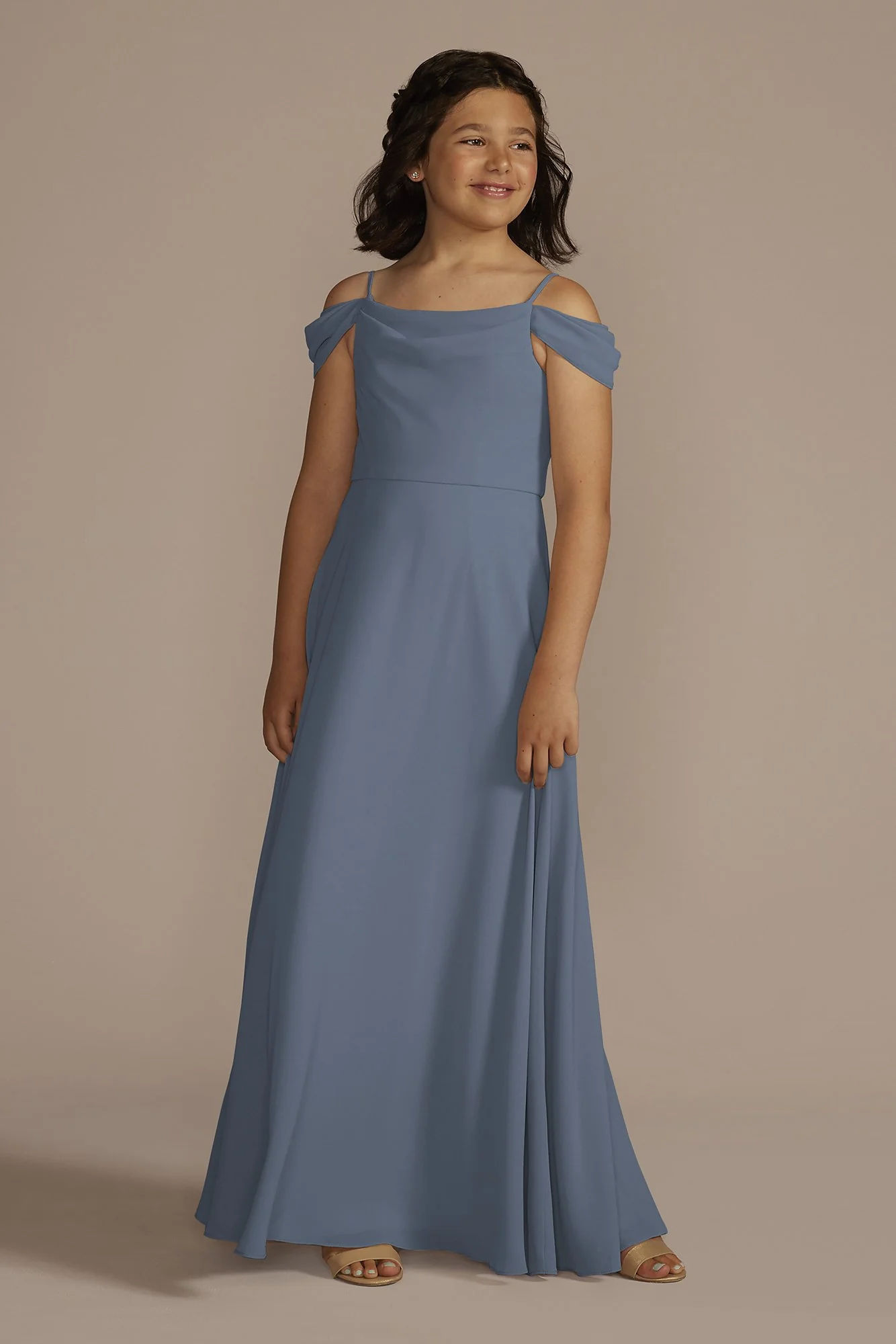 Chiffon Swag Sleeve Junior Bridesmaid Dress - Image 5