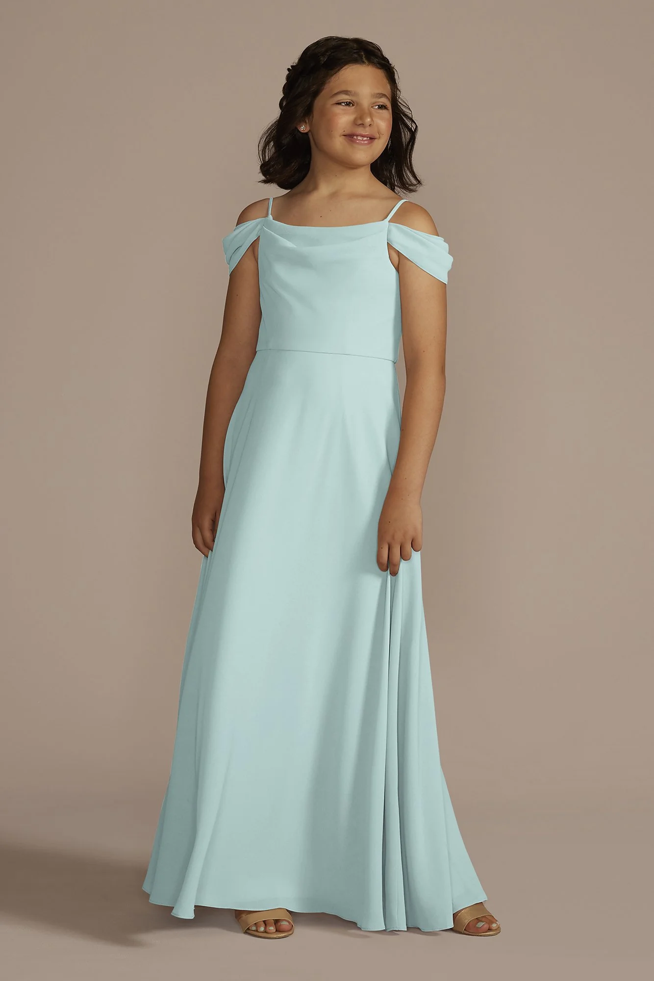 Chiffon Swag Sleeve Junior Bridesmaid Dress - Image 9