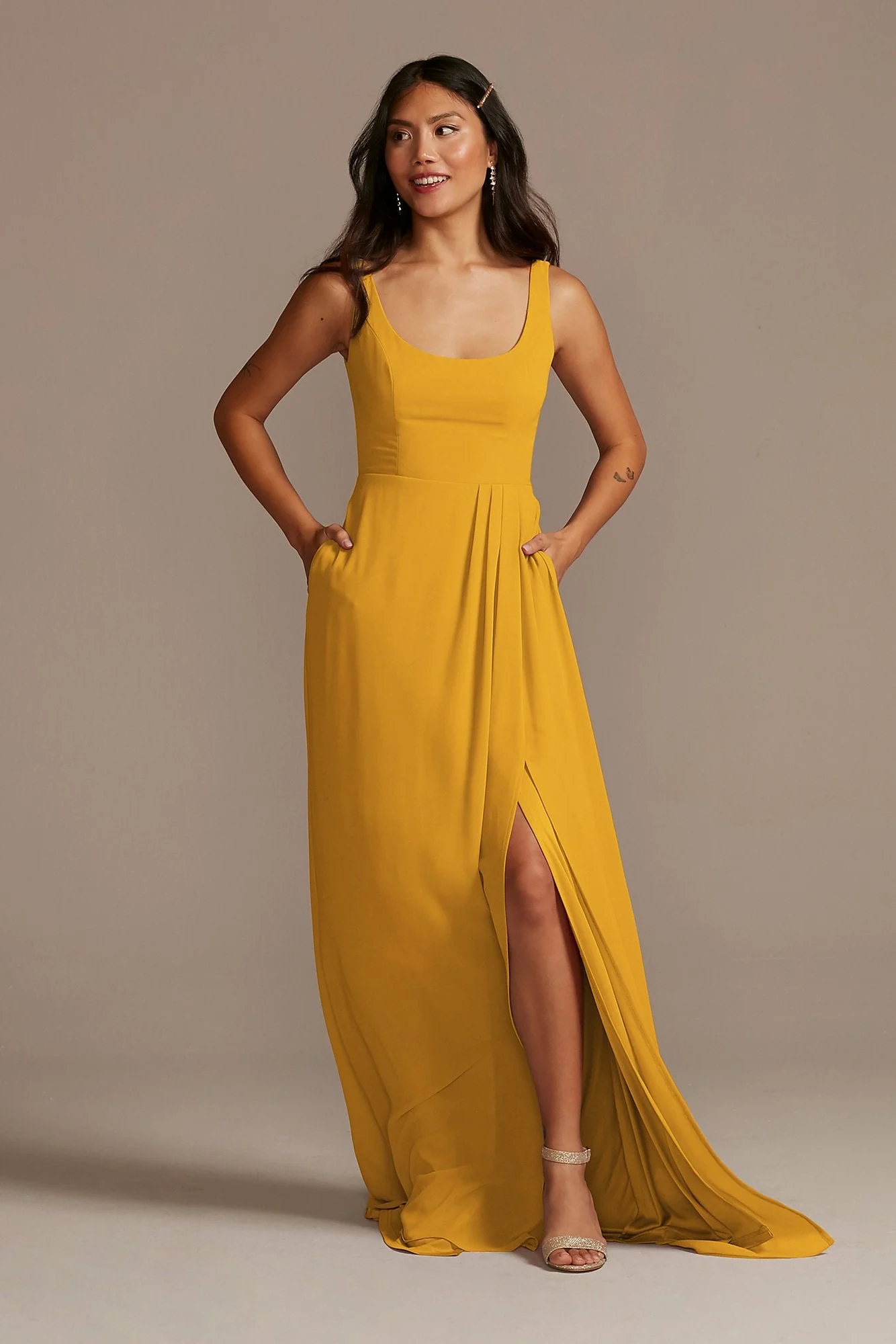 Chiffon Tank Scoop Neck Dress - Image 104