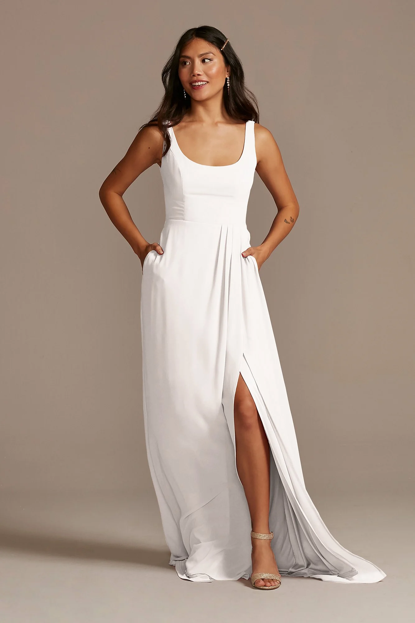 Chiffon Tank Scoop Neck Dress - Image 12