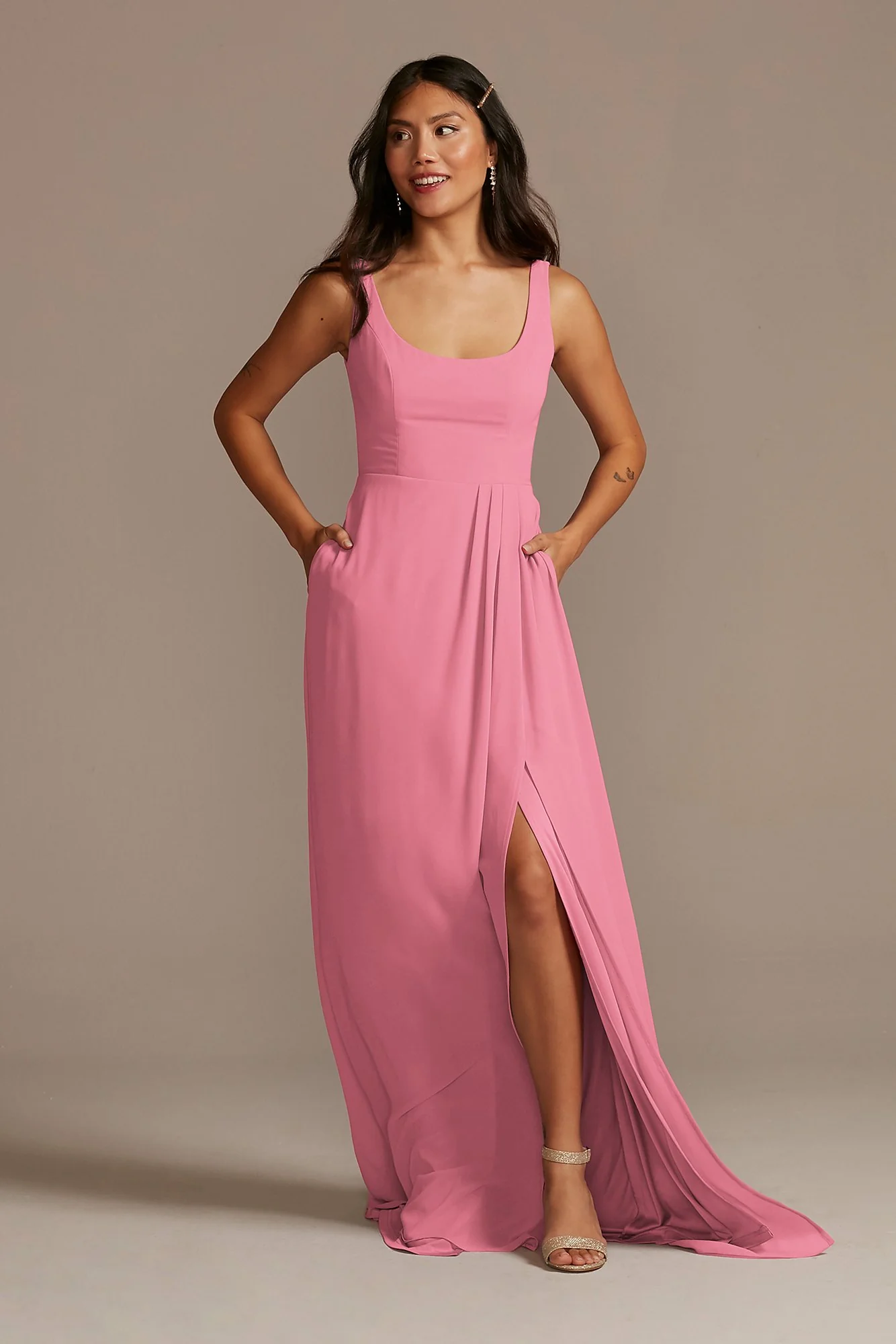 Chiffon Tank Scoop Neck Dress - Image 13