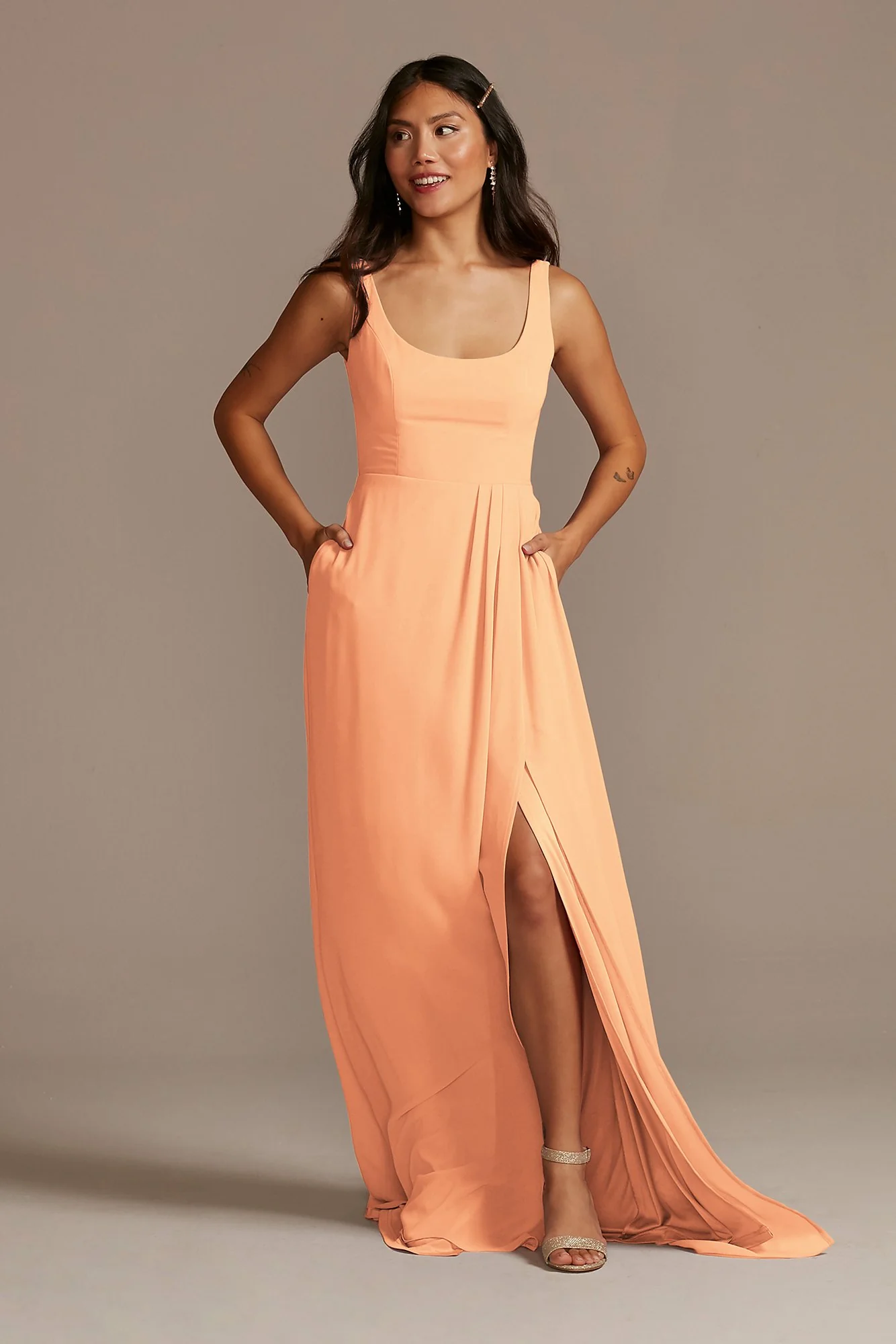 Chiffon Tank Scoop Neck Dress - Image 25