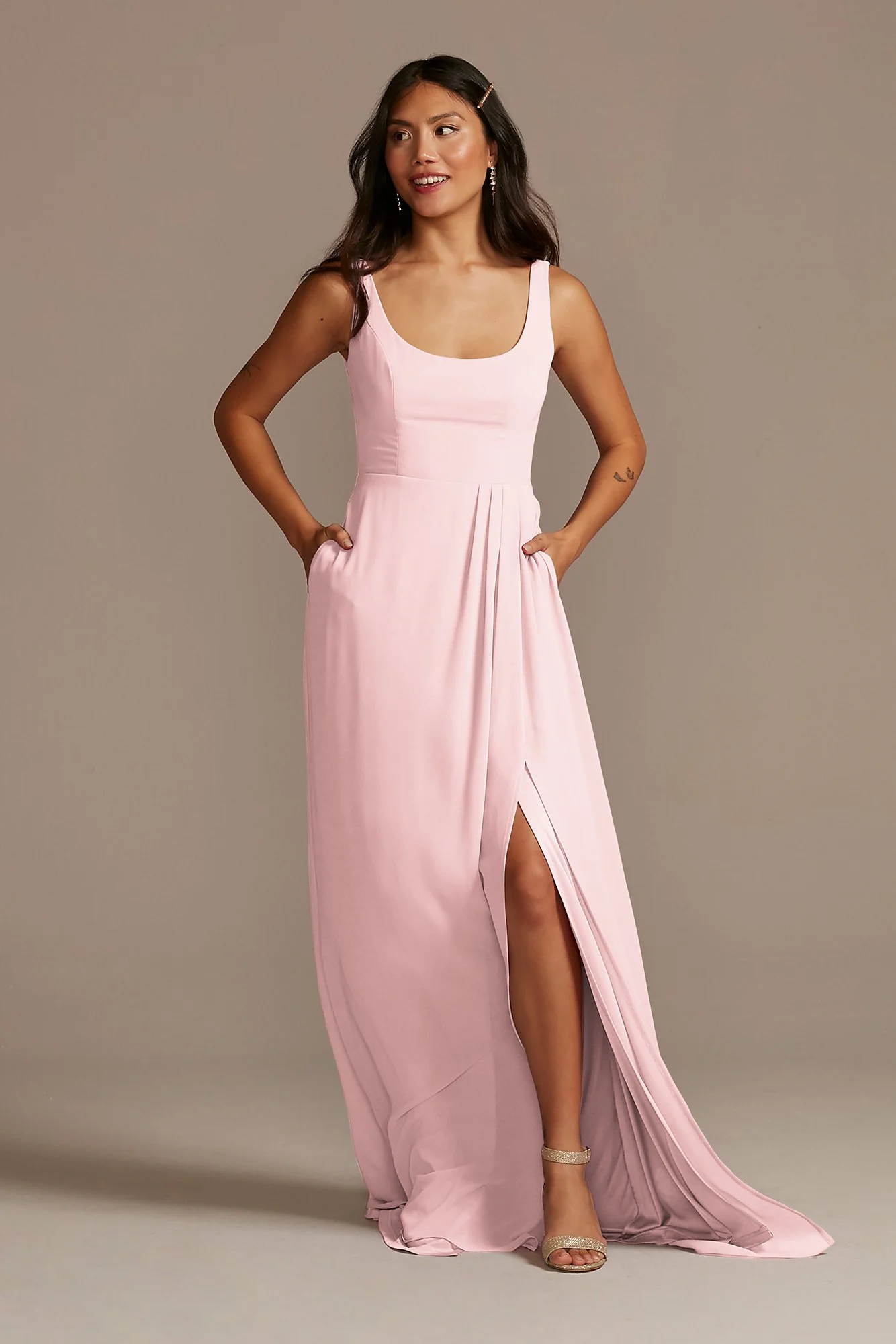 Chiffon Tank Scoop Neck Dress - Image 26