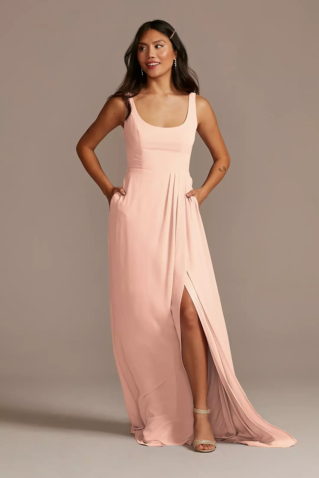 Chiffon Tank Scoop Neck Dress - Image 29