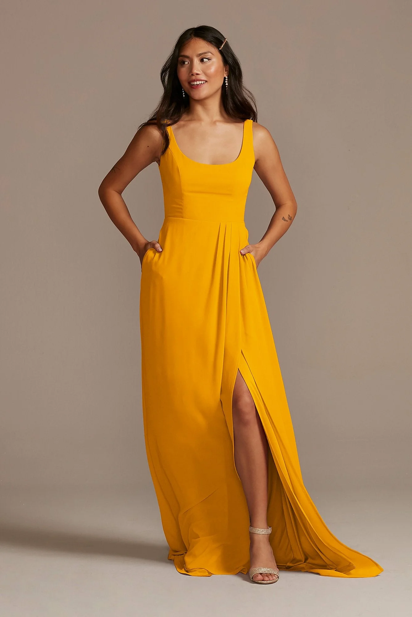 Chiffon Tank Scoop Neck Dress - Image 31