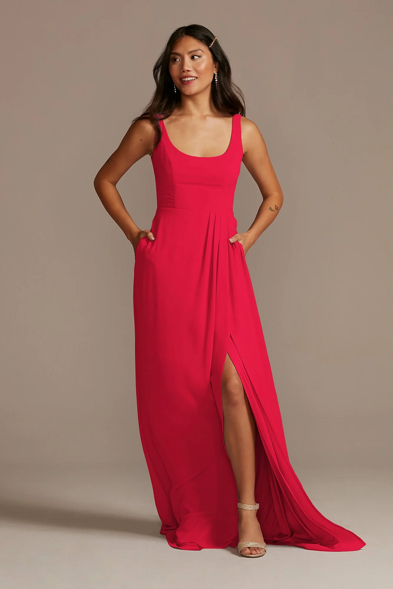 Chiffon Tank Scoop Neck Dress - Image 32