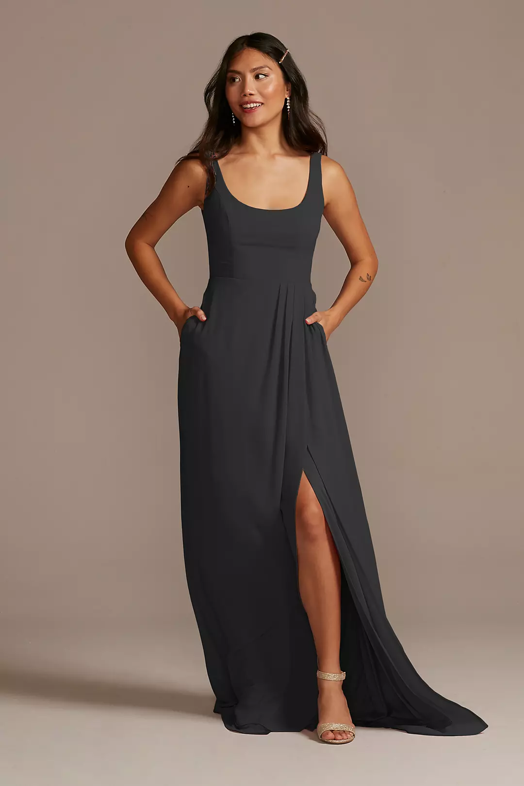 Chiffon Tank Scoop Neck Dress - Image 34