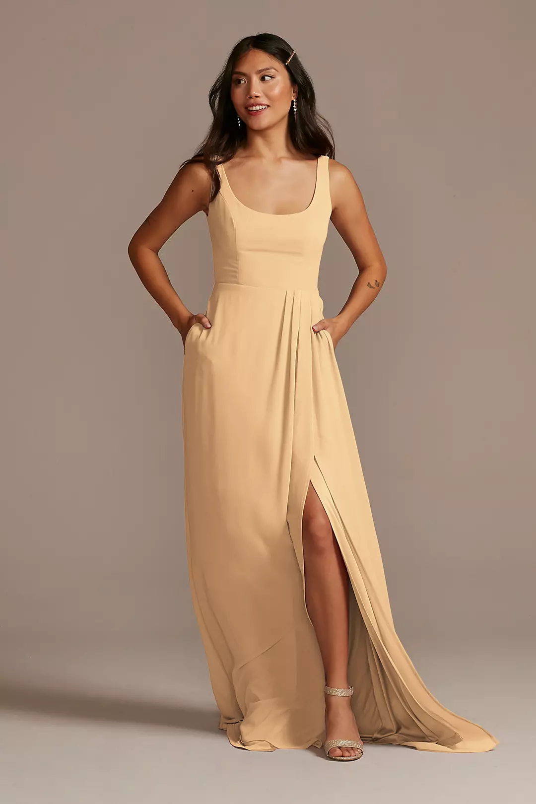 Chiffon Tank Scoop Neck Dress - Image 40
