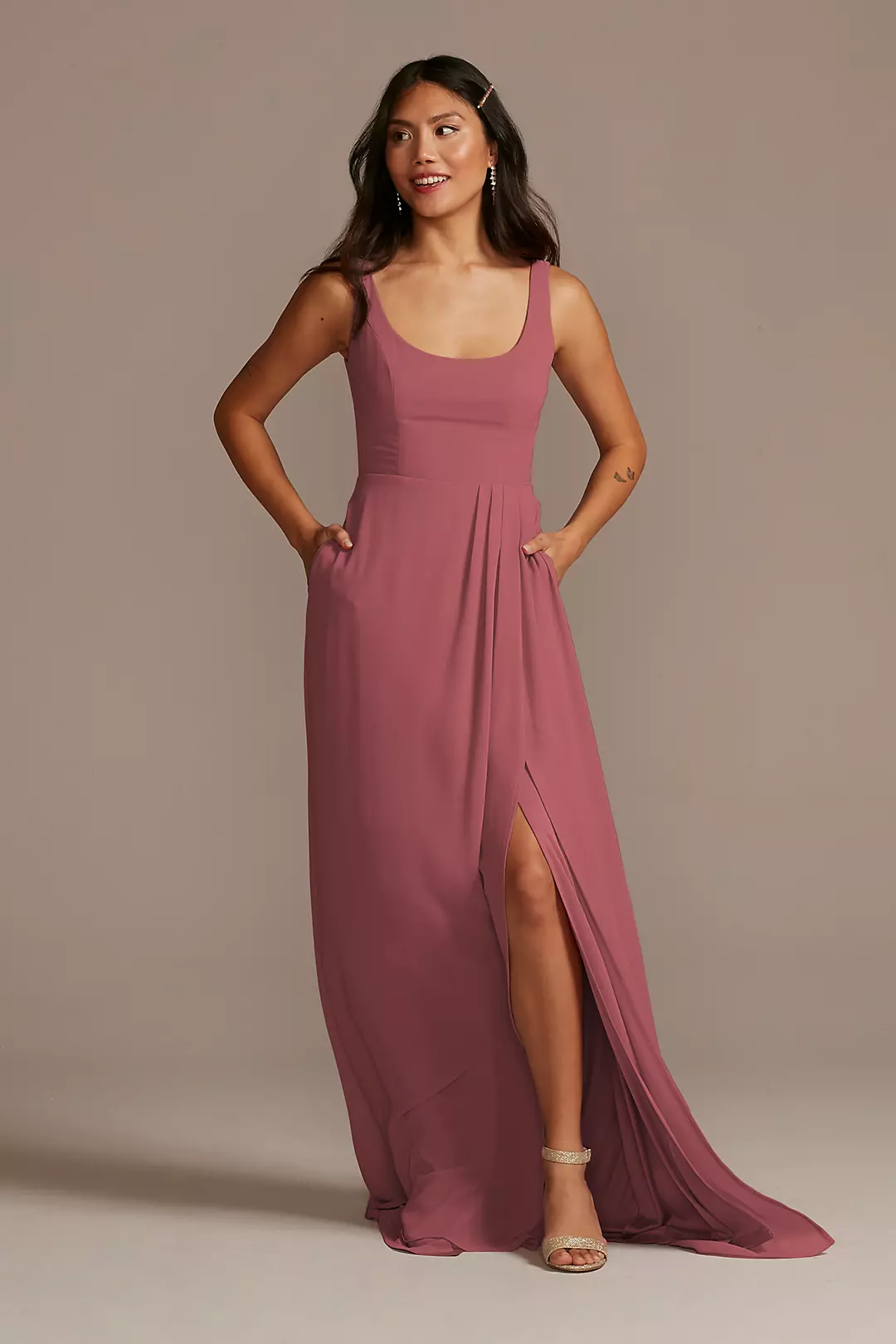Chiffon Tank Scoop Neck Dress - Image 42
