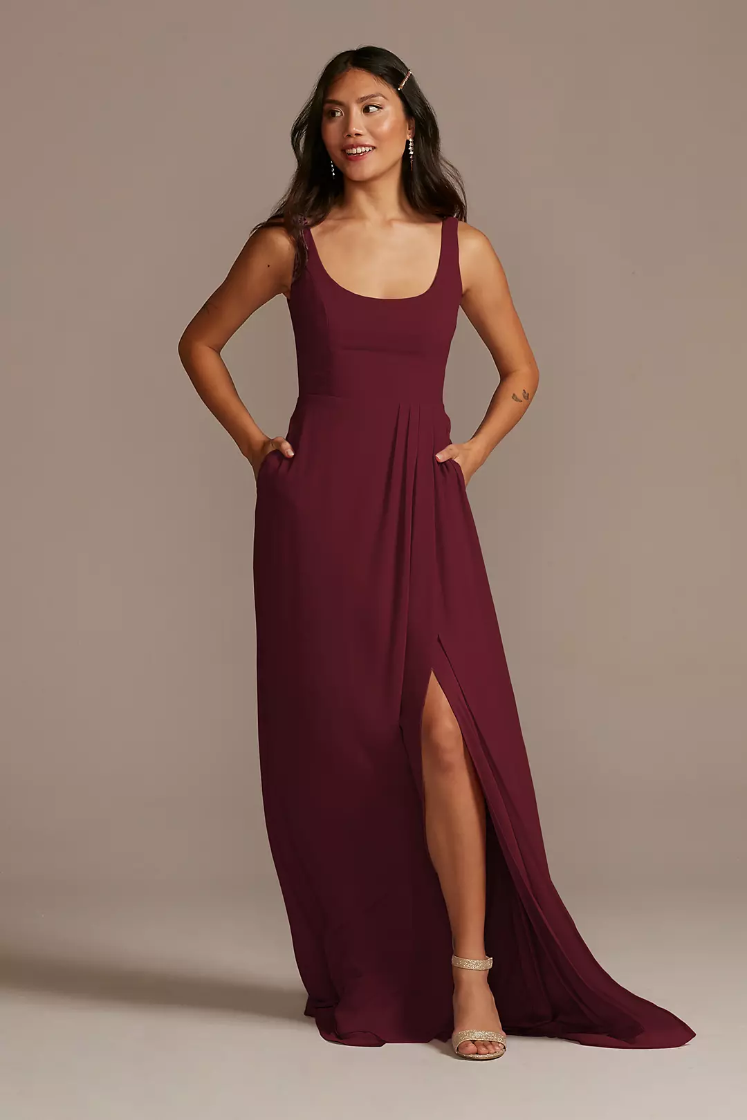 Chiffon Tank Scoop Neck Dress - Image 46
