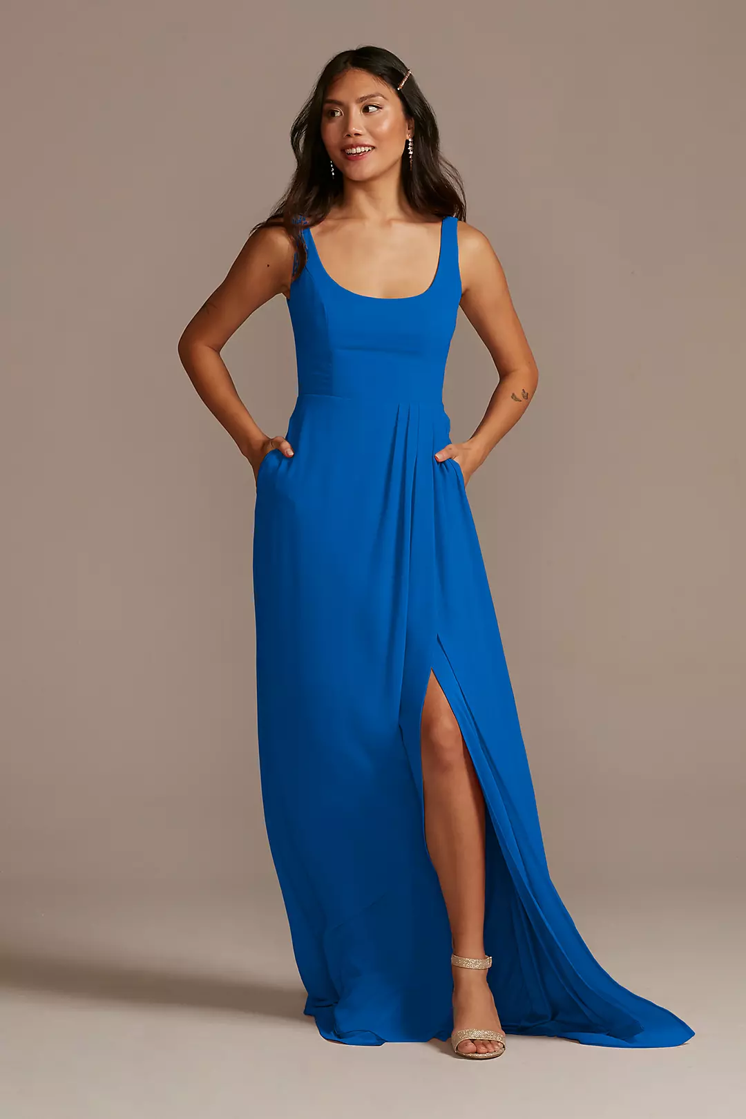 Chiffon Tank Scoop Neck Dress - Image 48