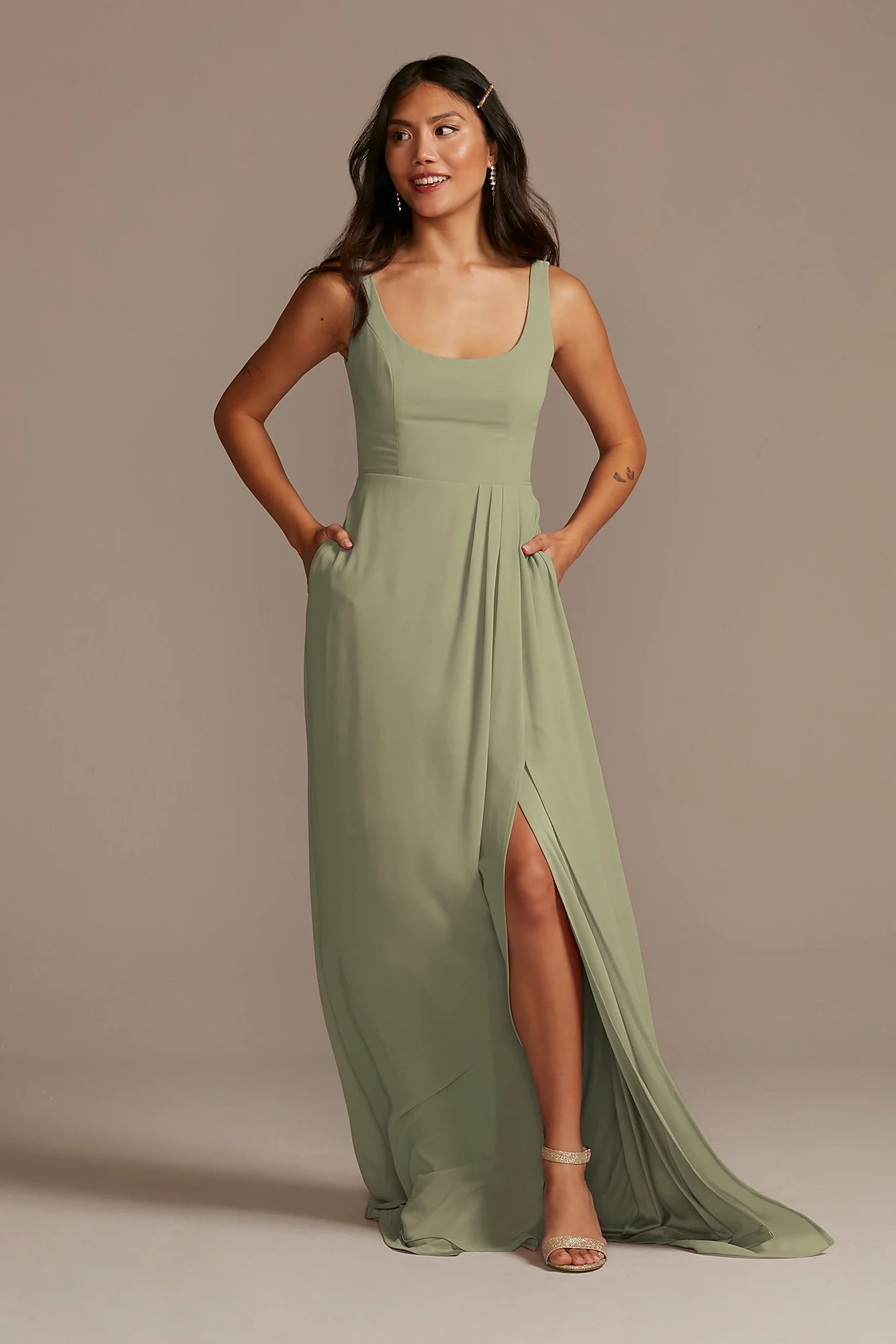 Chiffon Tank Scoop Neck Dress - Image 50
