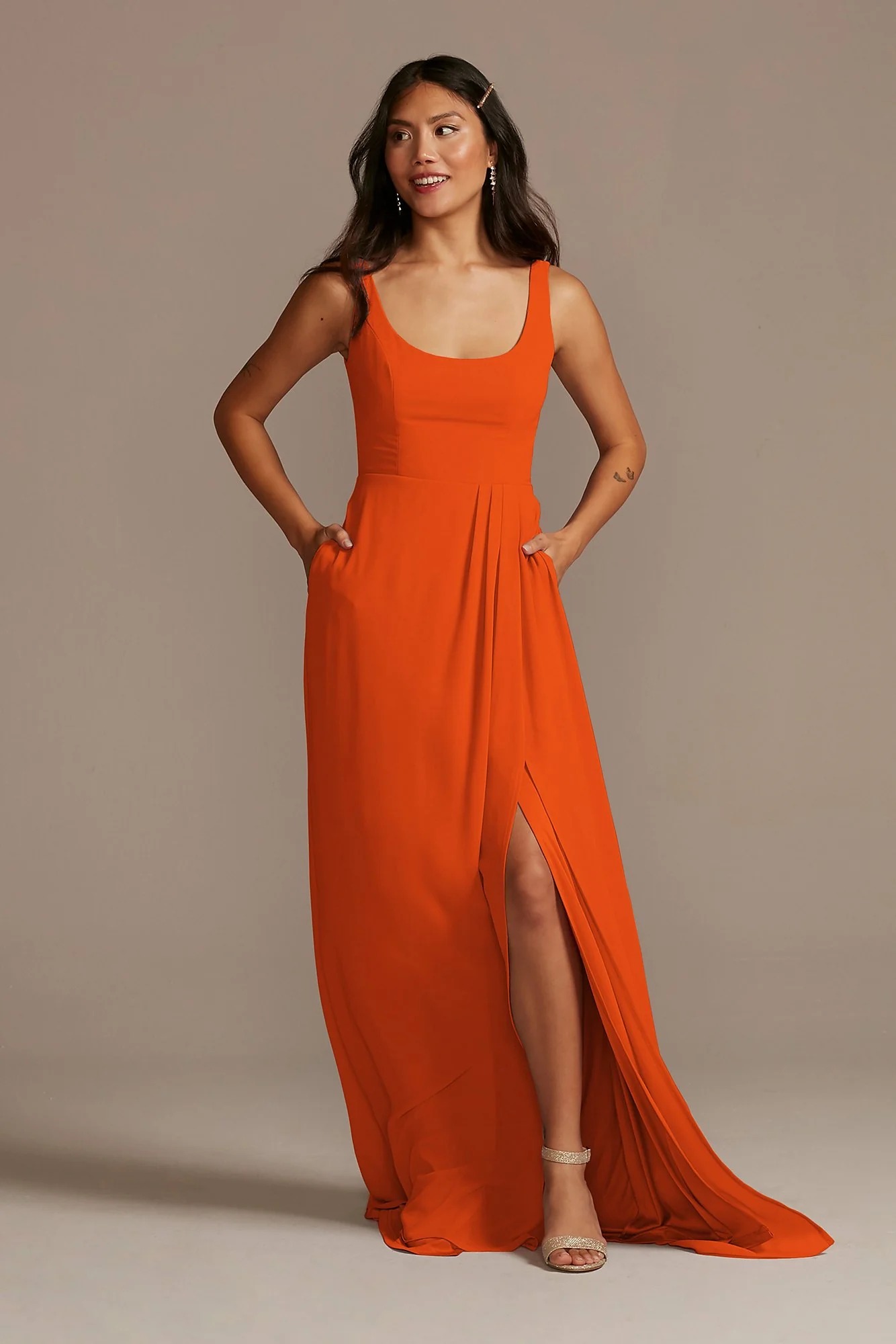 Chiffon Tank Scoop Neck Dress - Image 52