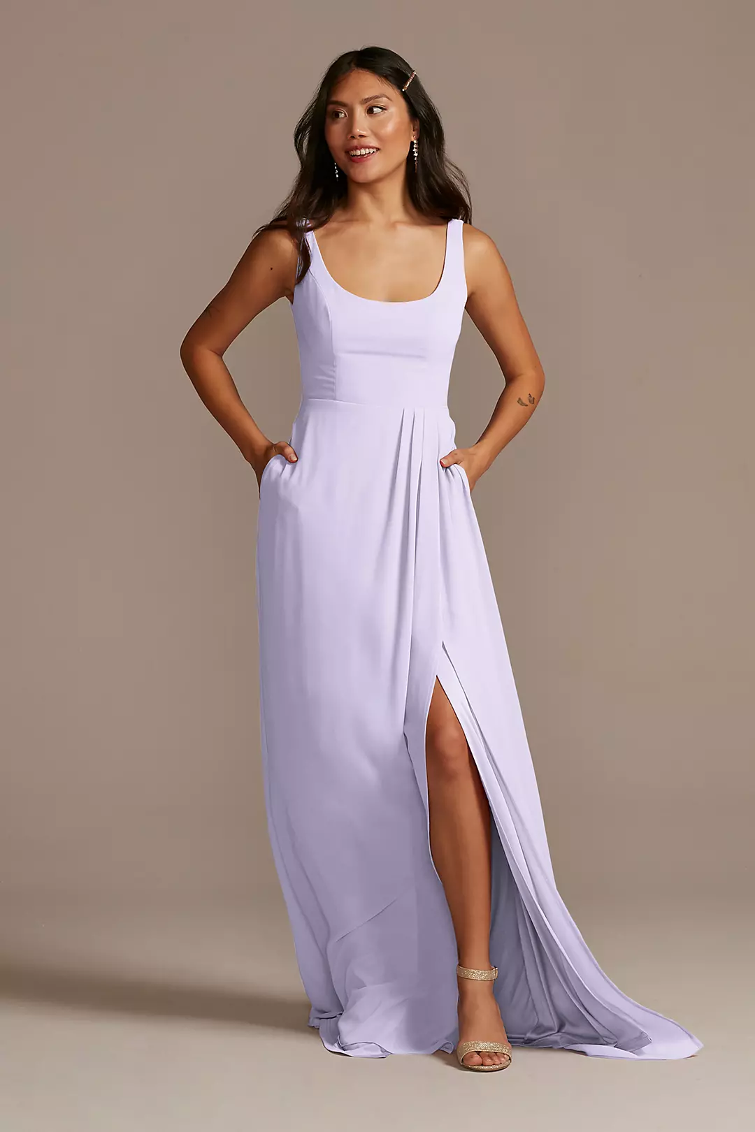 Chiffon Tank Scoop Neck Dress - Image 53
