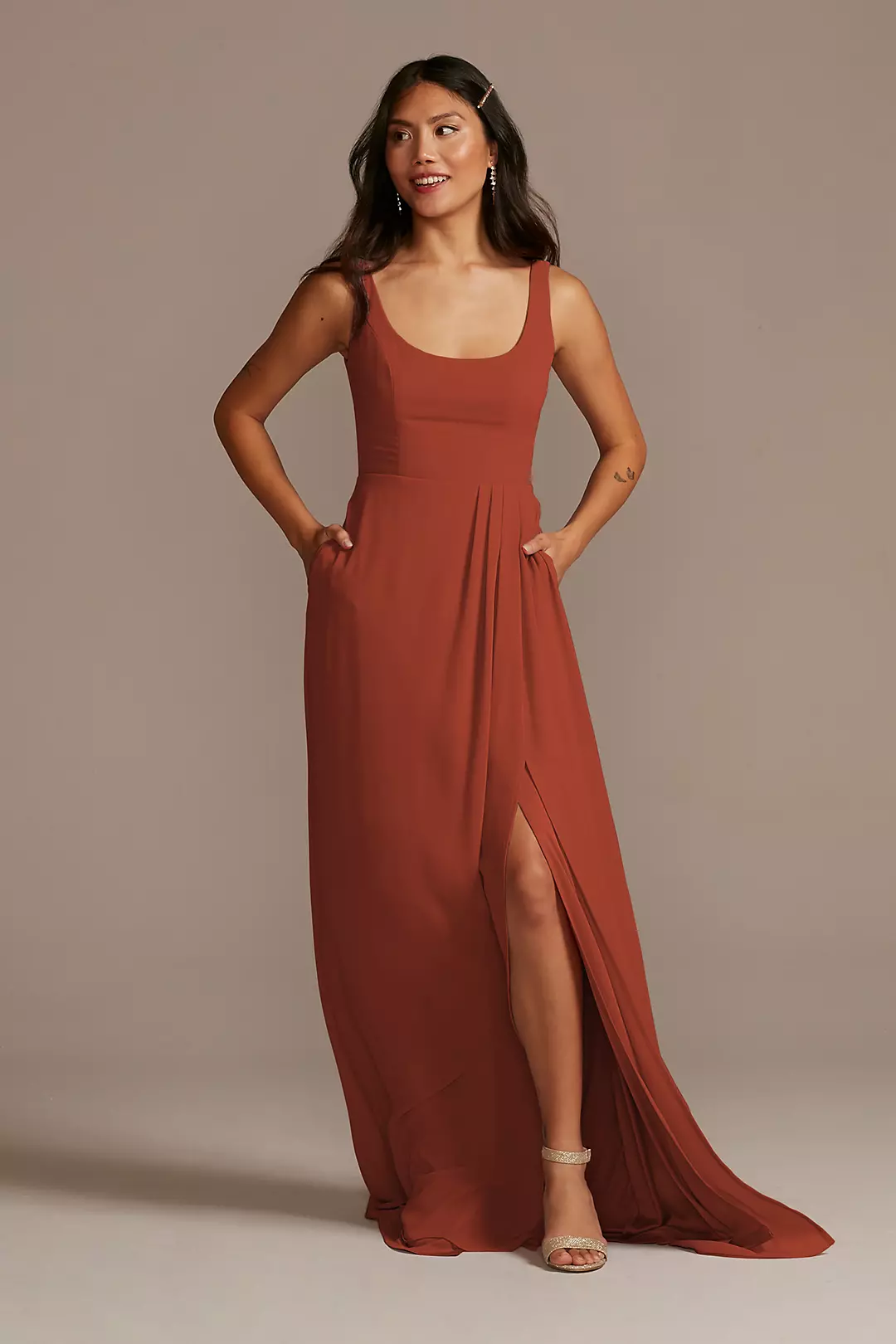 Chiffon Tank Scoop Neck Dress - Image 57